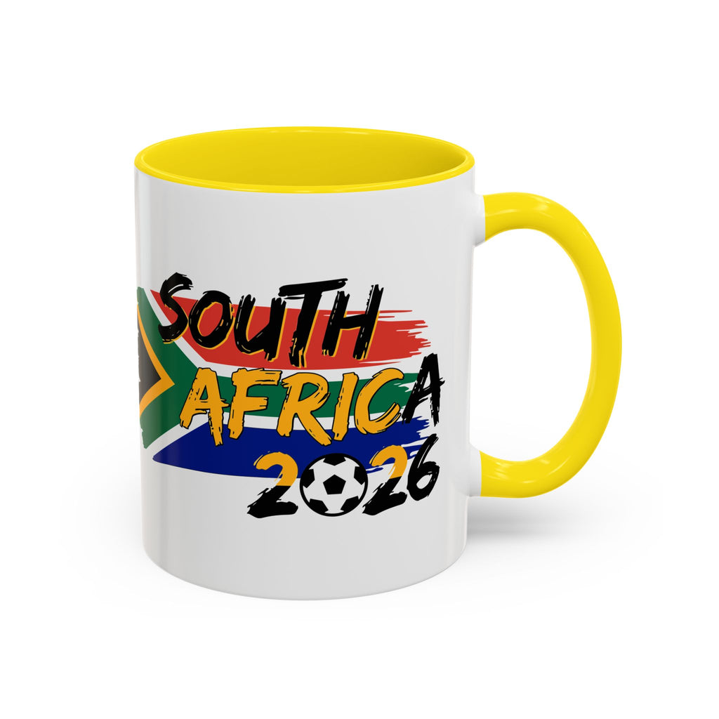 South Africa 2026 Soccer Flag Accent Coffee Mug | 11oz 15oz, Soccer World Cup 2026, Gift for Dad