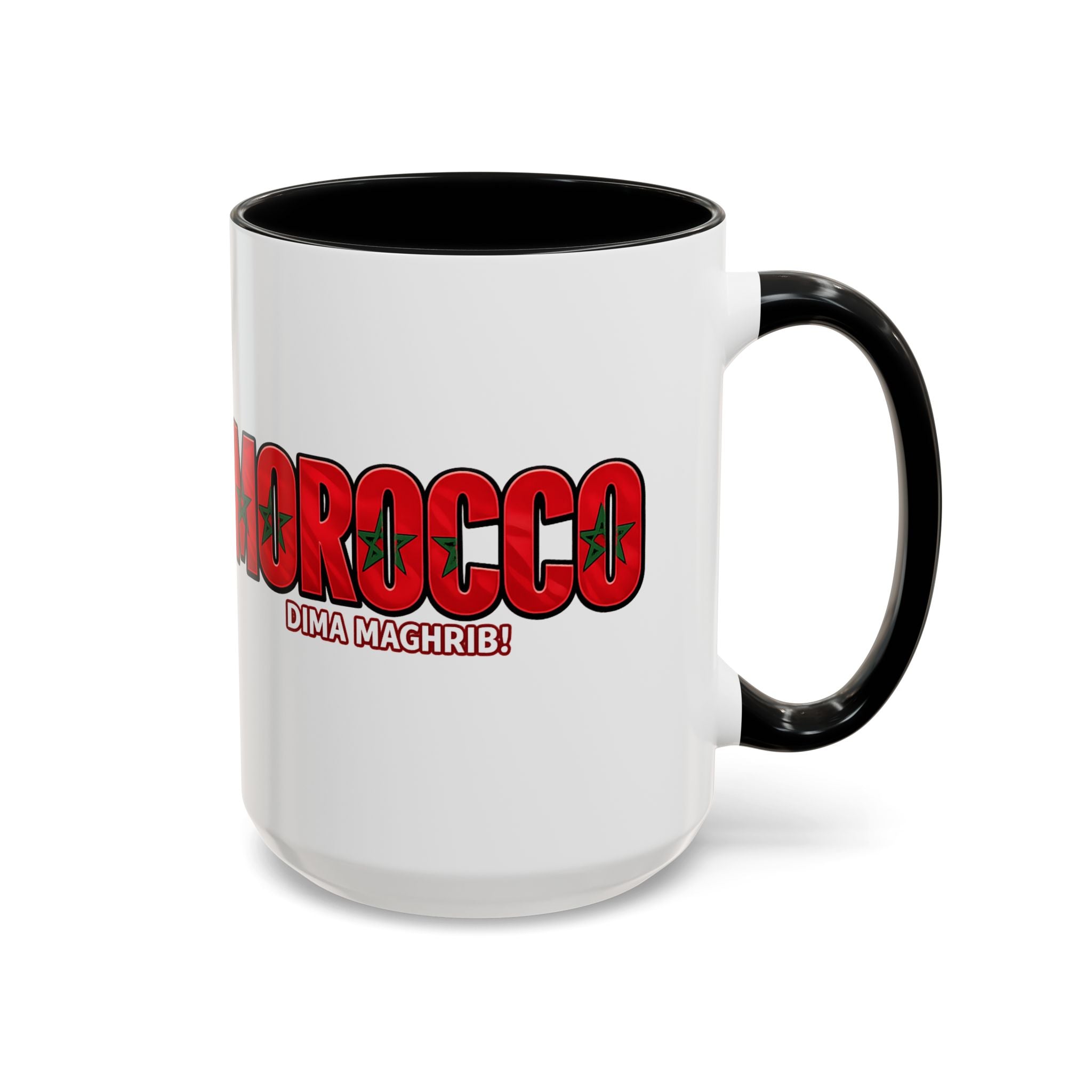 Morocco Flag Text Coffee Mug | Accent Coffee Mug (11, 15oz), World Cup 2026, Gifts for Dad