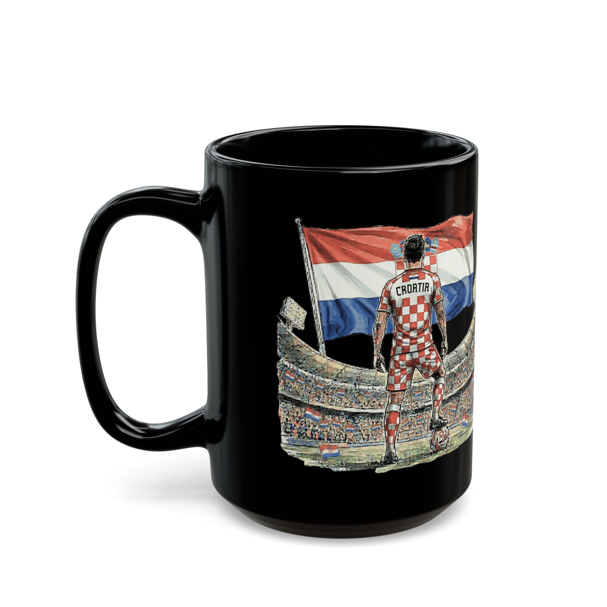 Croatia World Cup 2026 Mug | Black Ceramic Coffee Cup, Croatia Flag, Gift For Dad