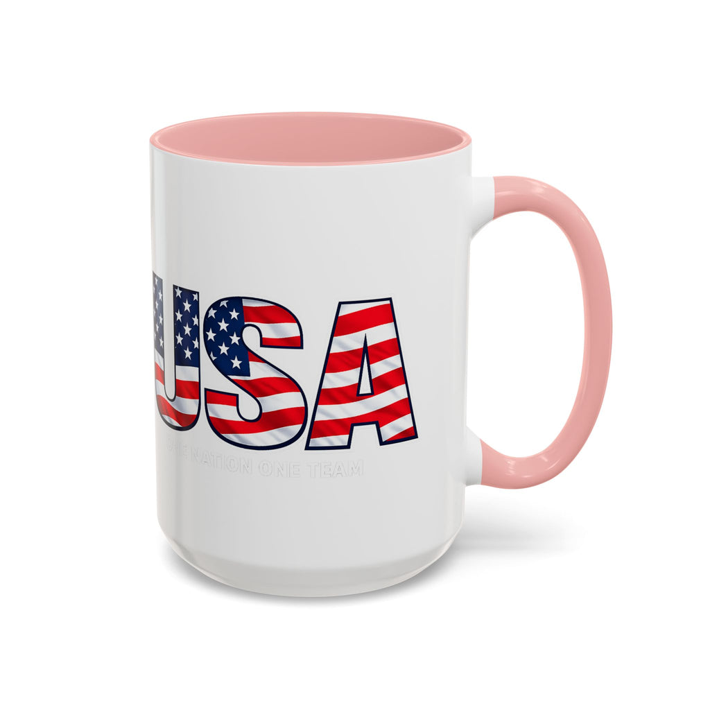 USA Flag Text Accent Coffee Mug | Patriotic American Stars Stripes Mug, Soccer World Cup 2026, Gifts for Dad