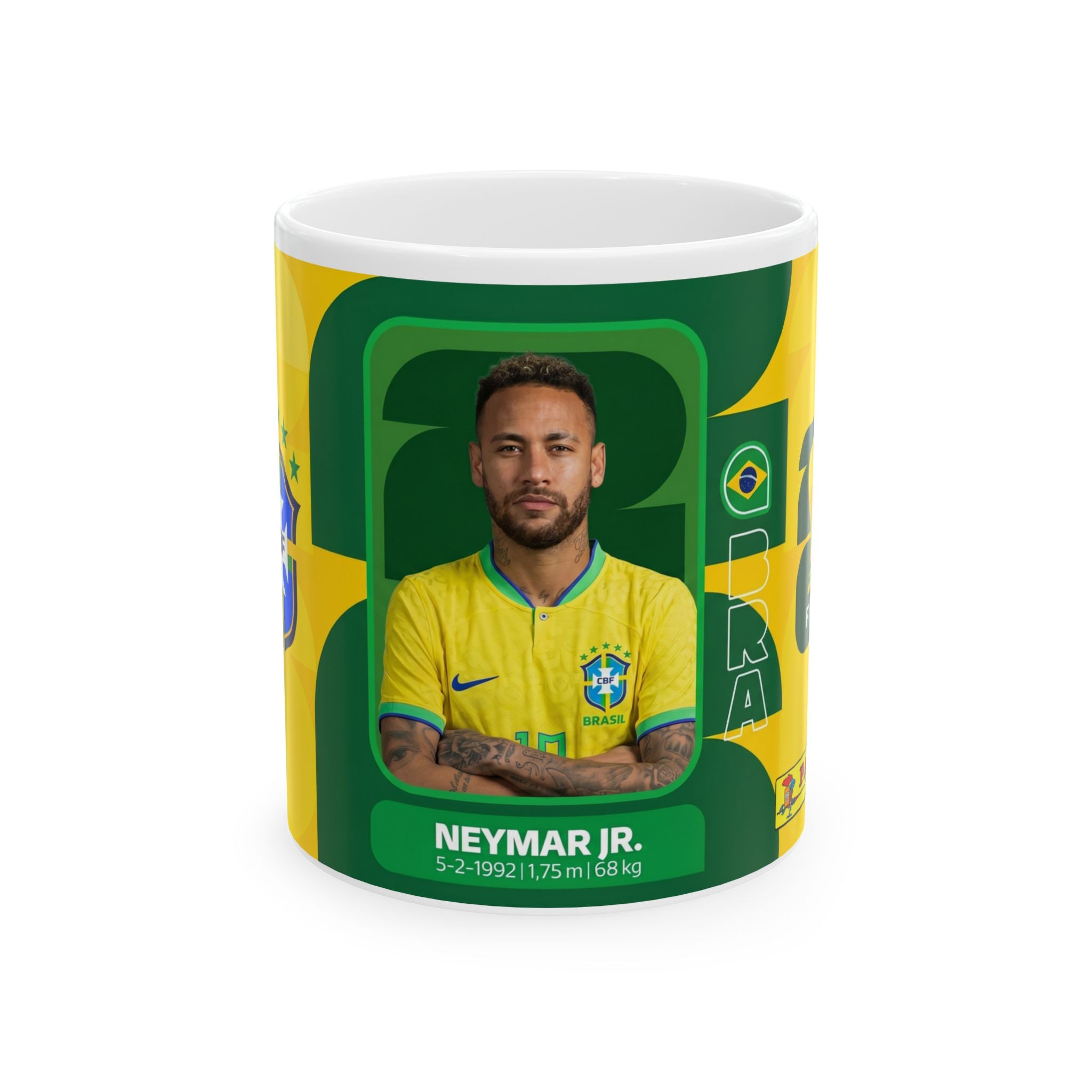 Neymar Jr. Brazil Soccer Mug —  11oz/15oz Ceramic Coffee Cup, World Cup 2026 Mugs