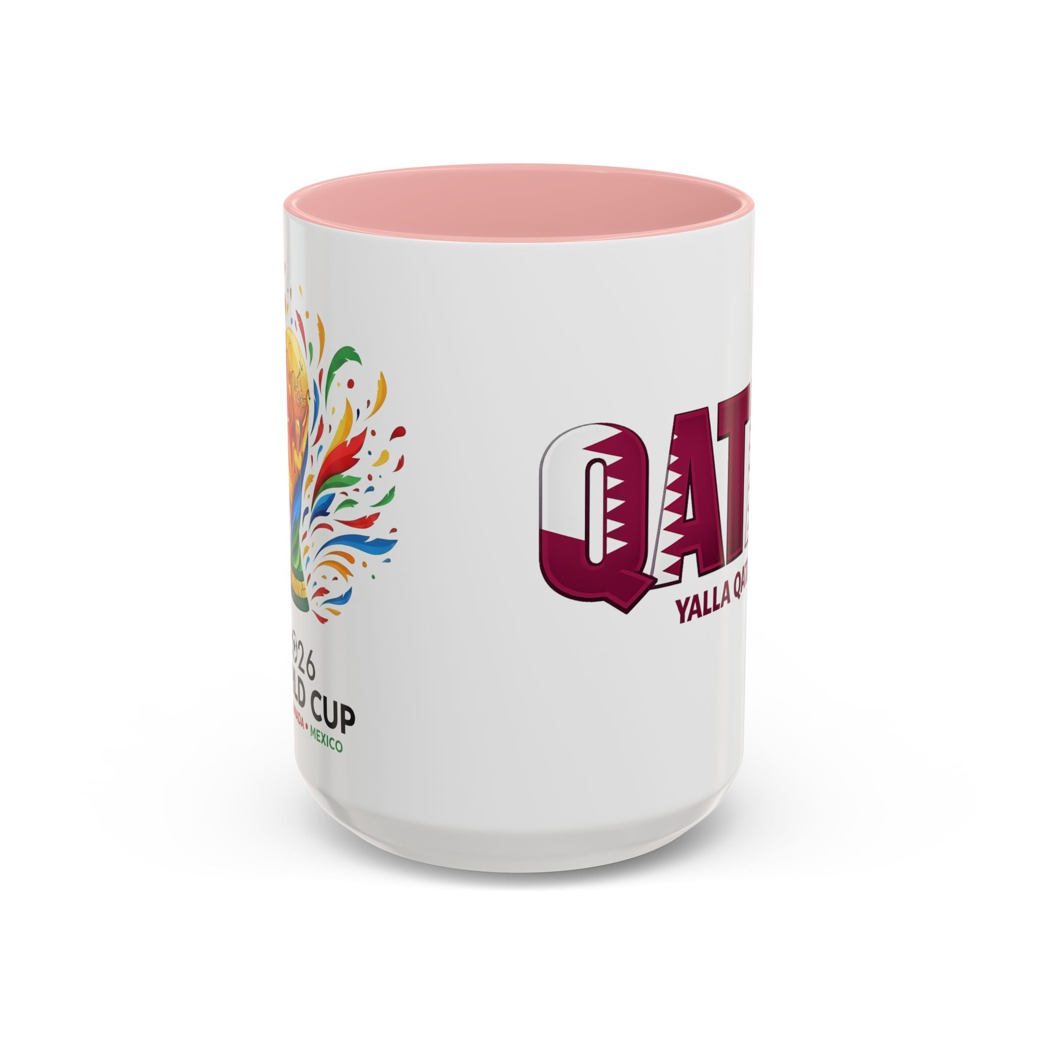QATAR Yalla Qatar! Accent Coffee Mug | 11oz 15oz, Soccer World Cup 2026, Gifts for Dad