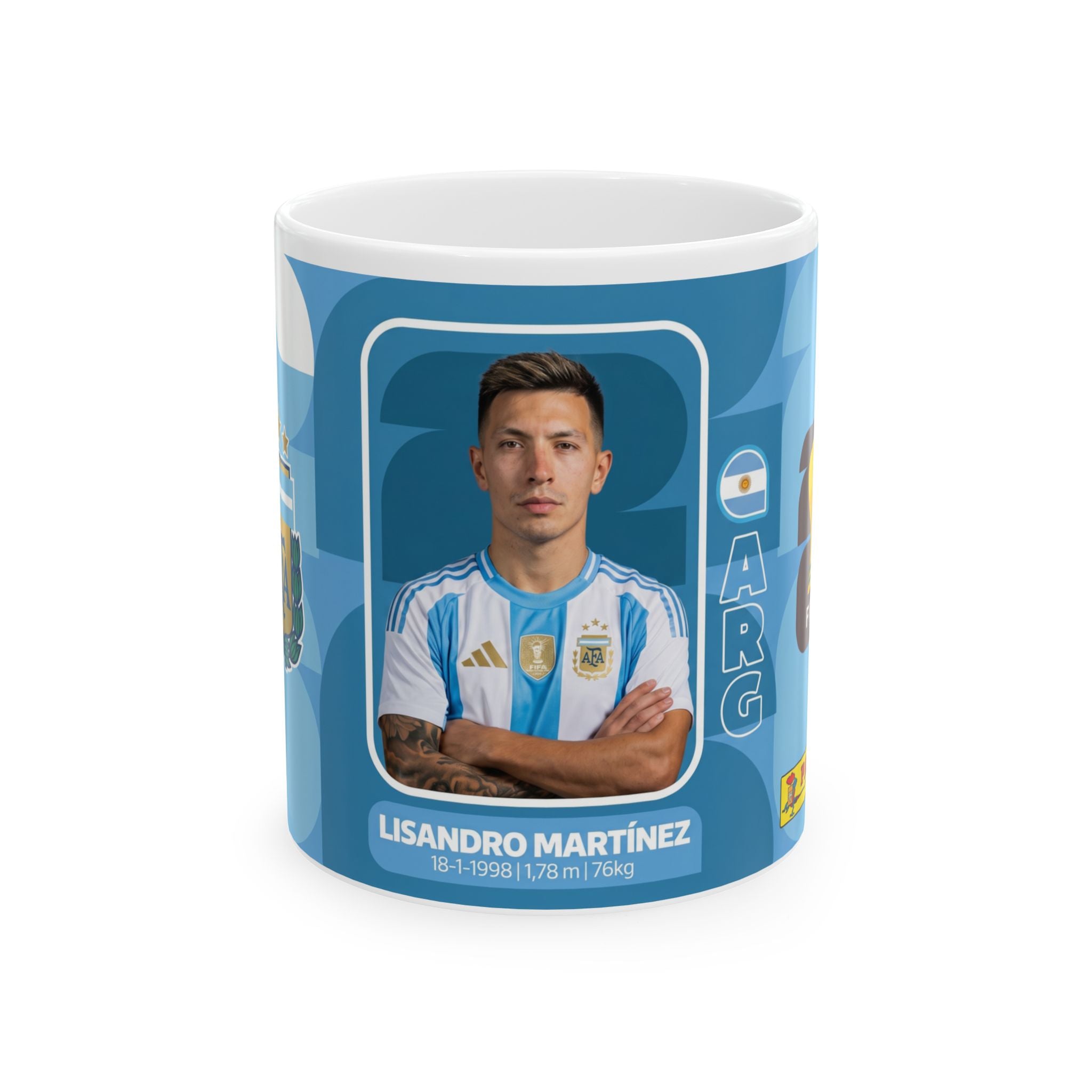 Argentina Lisandro Martinez Soccer Player Mug - 11oz/15oz Ceramic Coffee Cup, World Cup 2026 Mugs