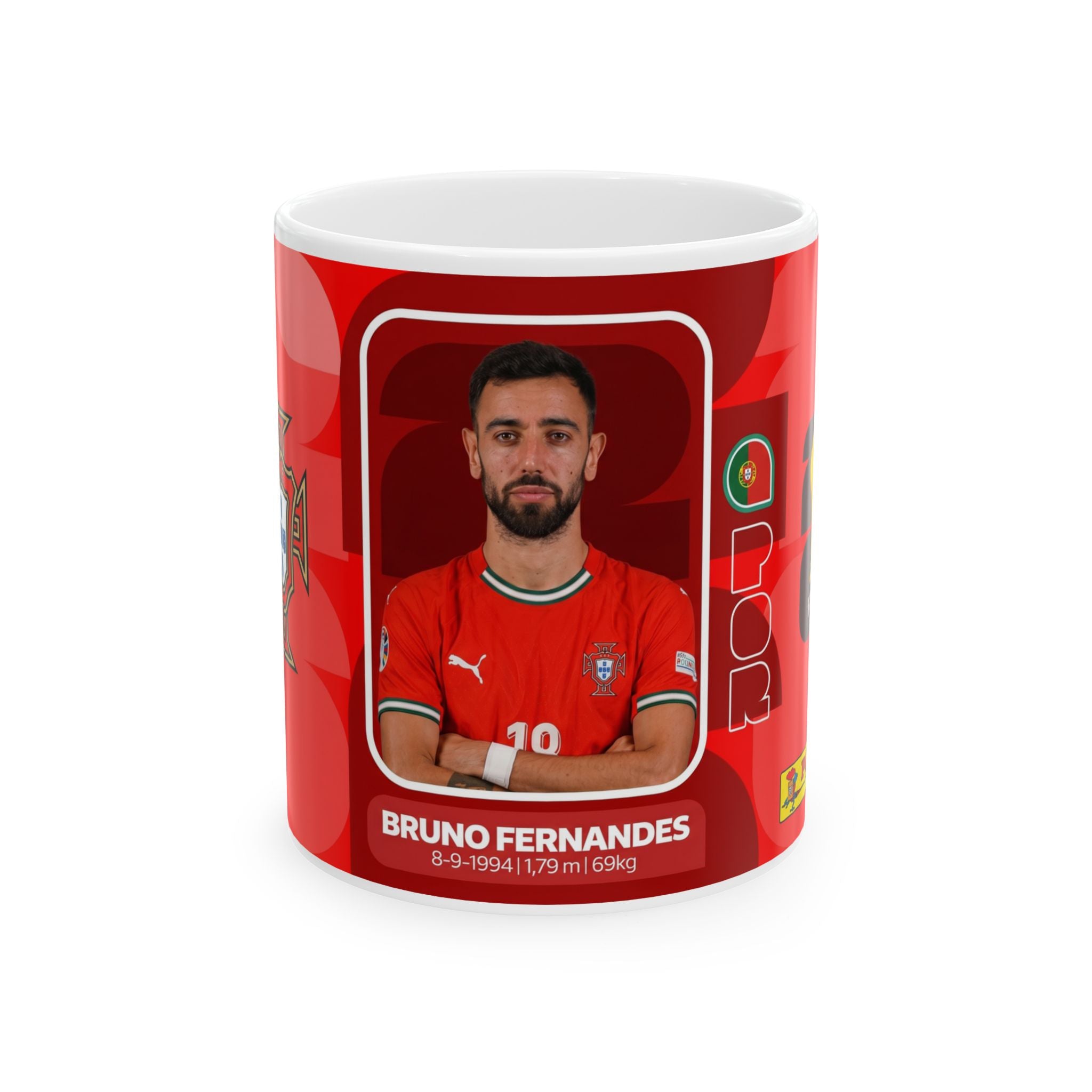 Portugal Bruno Fernandes Soccer Player Ceramic Mug – Coffee Cup(11oz/15oz), World Cup 2026 Mugs