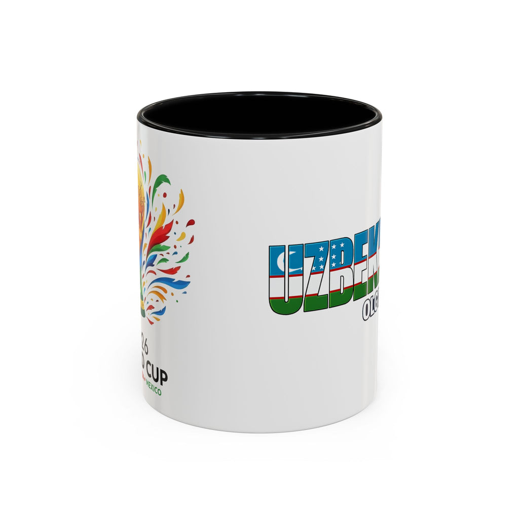 Uzbekistan Flag Typography Coffee Mug | Accent 11oz/15oz, Soccer World Cup 2026, Gift for Dad