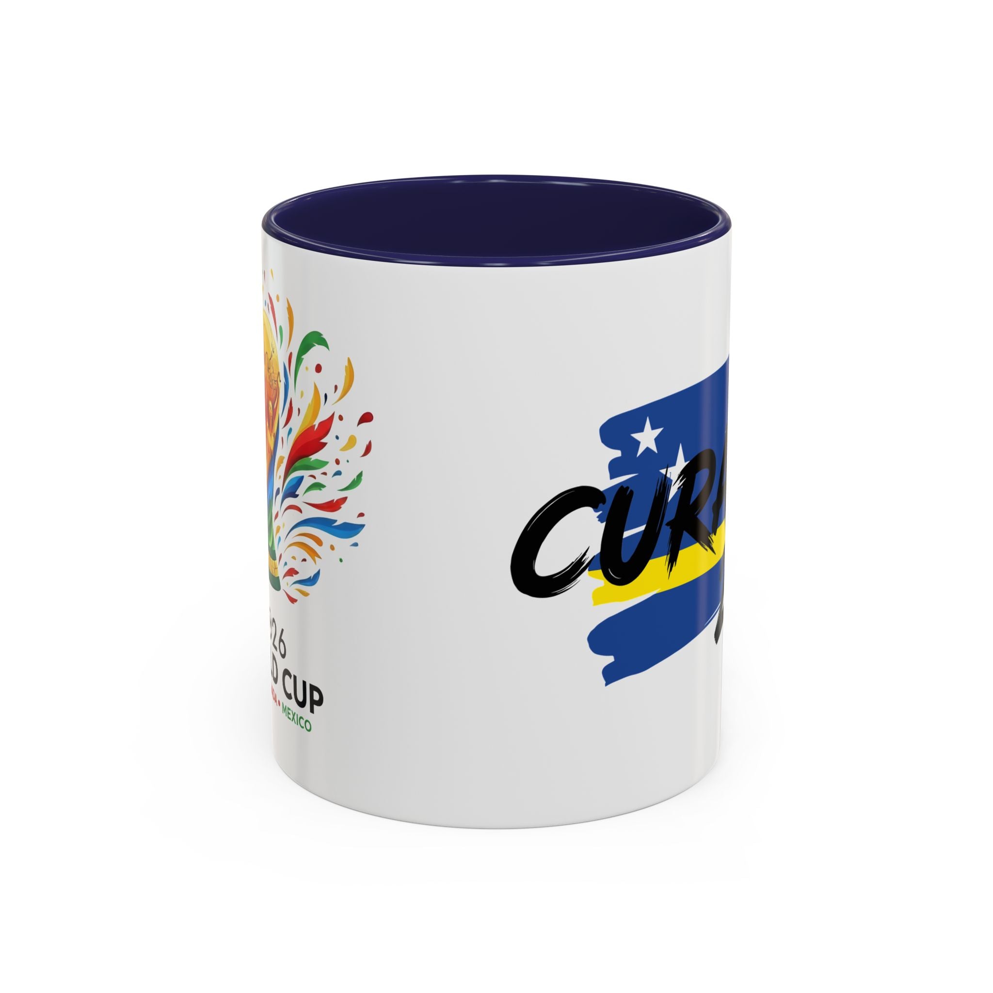 Curaçao 2026 Soccer Flag Accent Coffee Mug | 11oz 15oz,Soccer World Cup 2026, Gift For Dad