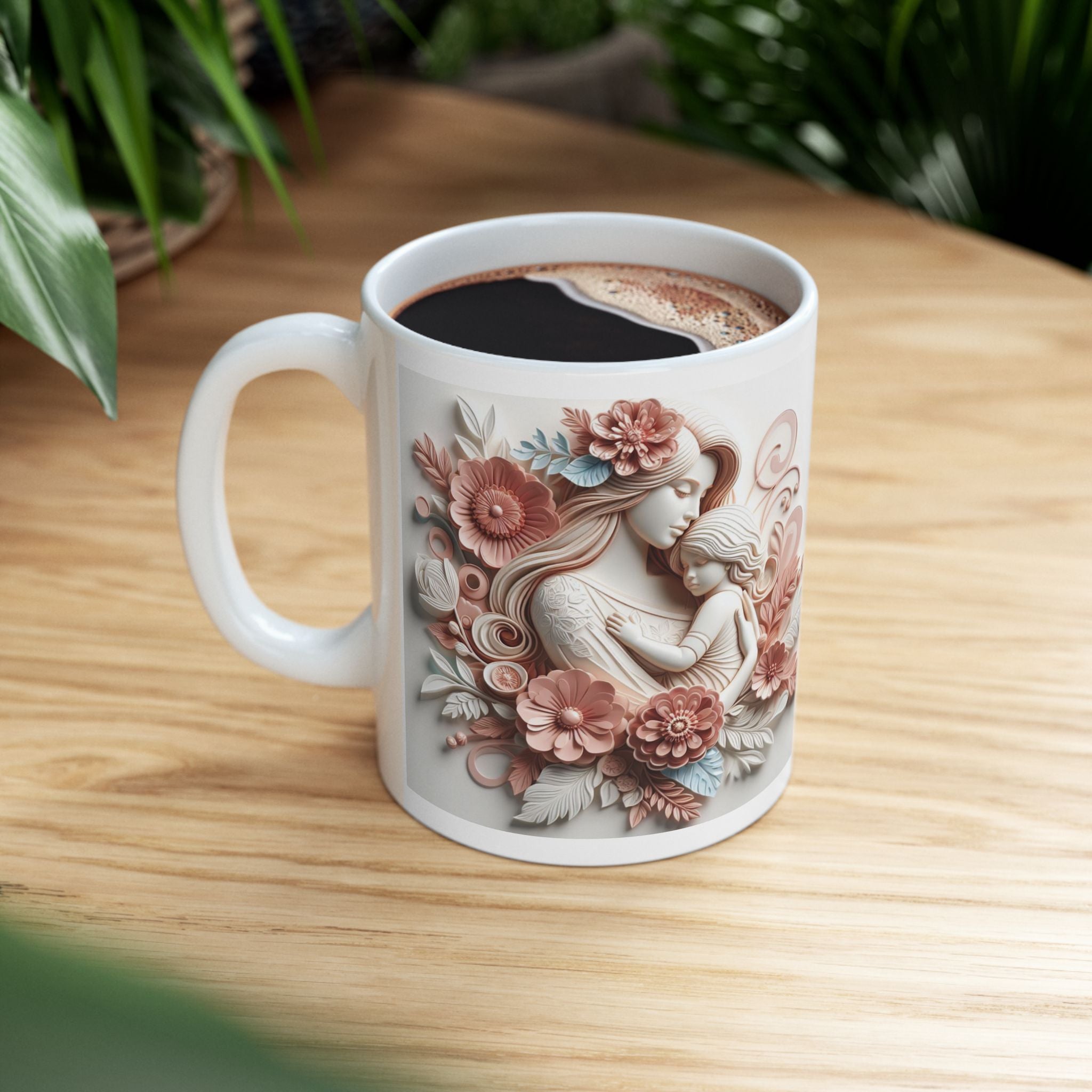 Vintage Angel Illustration Mug | Floral Cherub Ceramic Mug, Mother's Day Sale