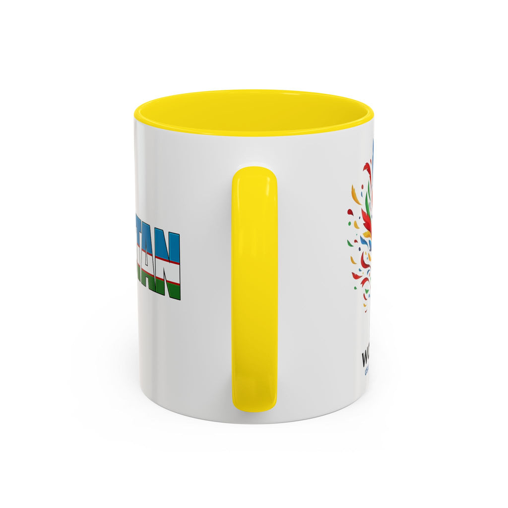 Uzbekistan Flag Typography Coffee Mug | Accent 11oz/15oz, Soccer World Cup 2026, Gift for Dad
