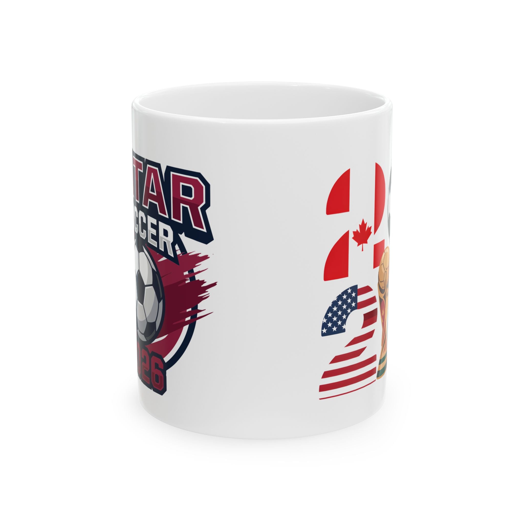 Qatar Soccer Badge Mug | Soccer Ball Logo Coffee Cup, World Cup 2026 Coffee Mugs, Qatar Fan