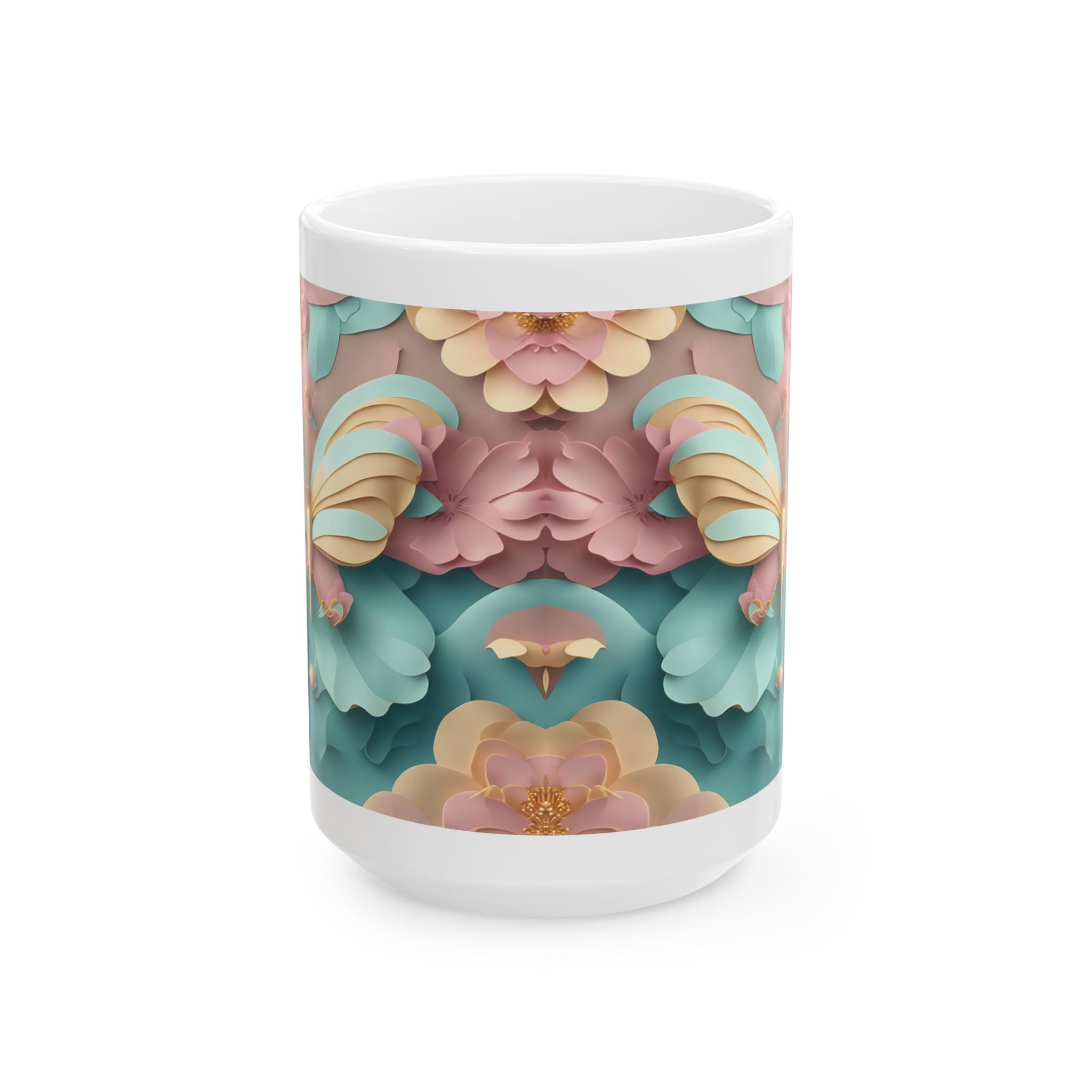 Pastel Floral Pattern Mug | Ceramic Coffee Cup, Mother's Day Sale