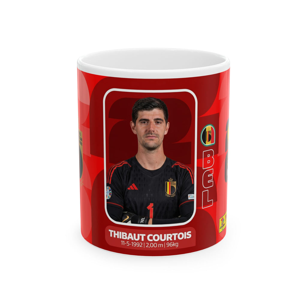 Belgium Soccer Player Thibaut Courtois Mug — Ceramic Coffee Cup (11oz/15oz), World Cup 2026 Mugs
