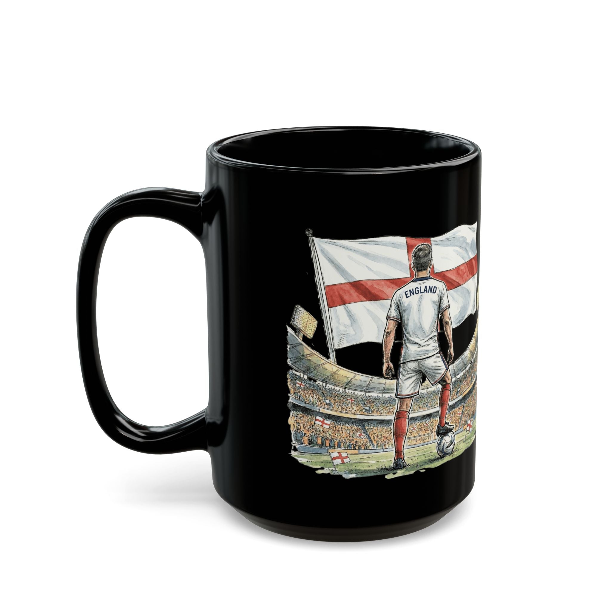 England World Cup Soccer Mug, Black Ceramic Coffee Cup, Gift For Dad