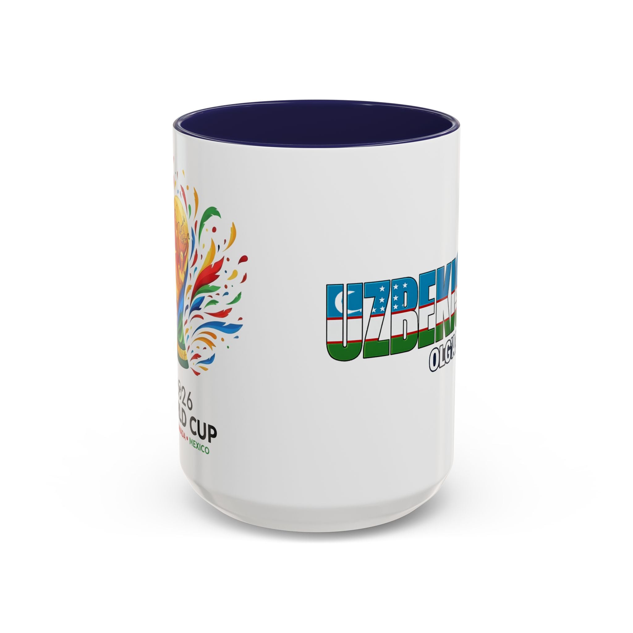 Uzbekistan Flag Typography Coffee Mug | Accent 11oz/15oz, Soccer World Cup 2026, Gift for Dad