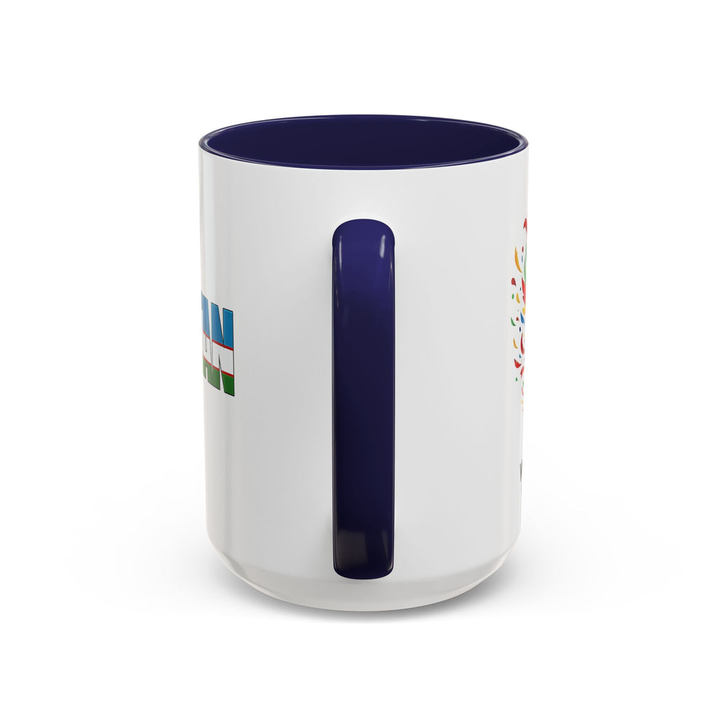 Uzbekistan Flag Typography Coffee Mug | Accent 11oz/15oz, Soccer World Cup 2026, Gift for Dad