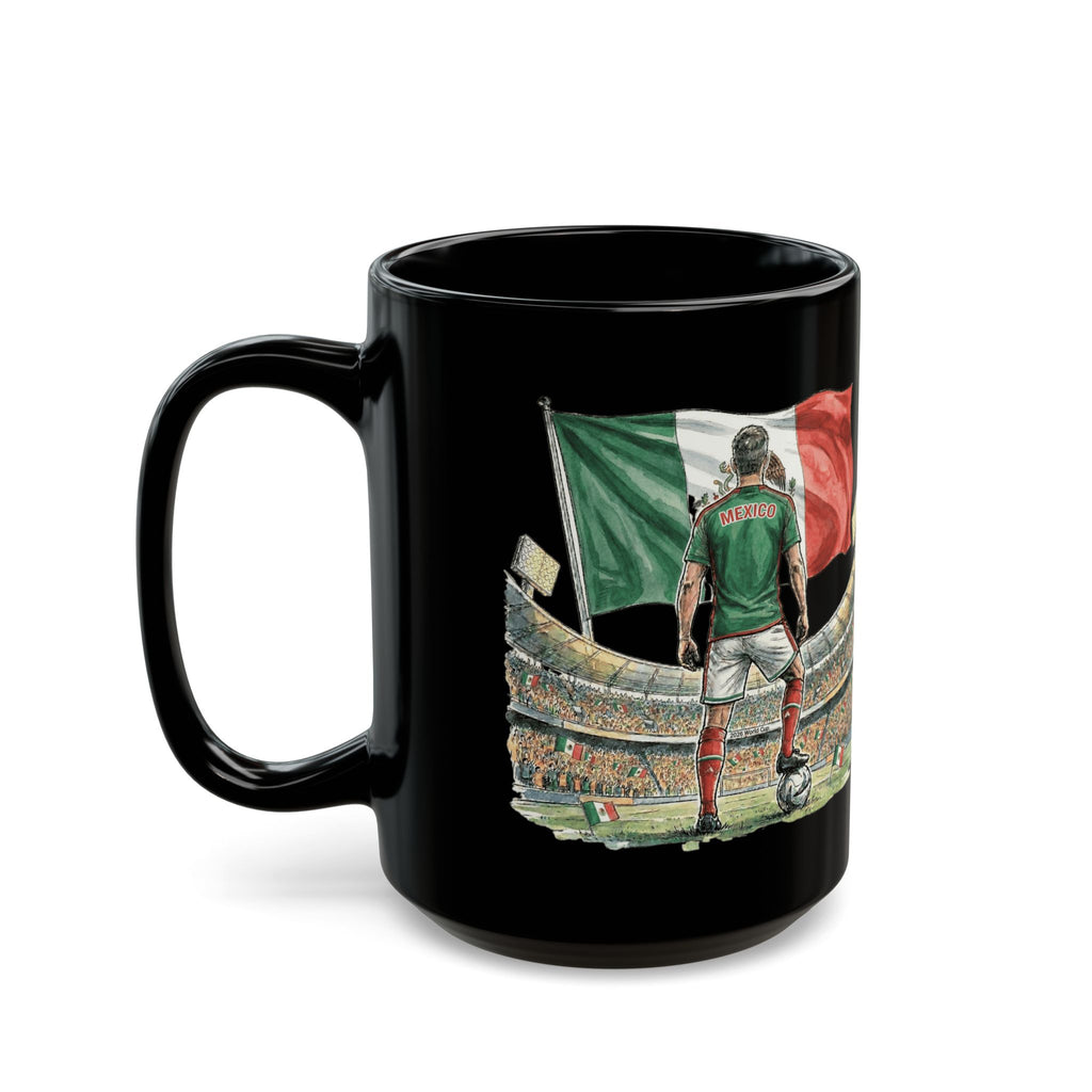 Mexico World Cup 2026 Black Mug | Canada USA Mexico Flags, Black Ceramic Coffee Cup
