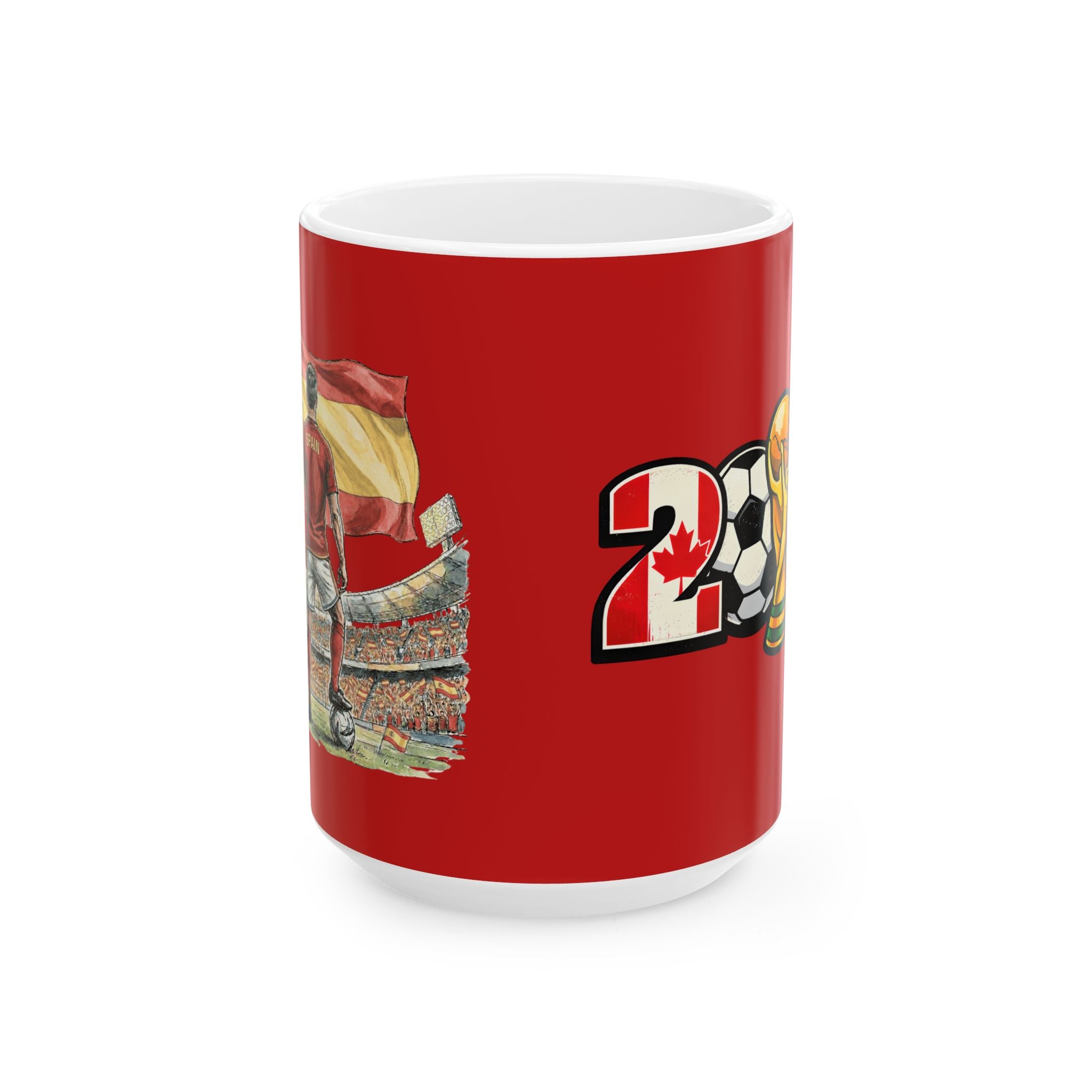 Spain World Cup 2026 Mug, Red Ceramic Coffee Cup, Spain Flag, Soccer Fan Gift