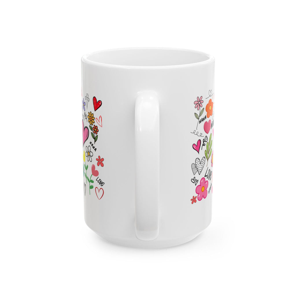 Hand-Drawn Hearts and Flowers Mug, I Love You Nana Ceramic Mug, Mother's Day Sale
