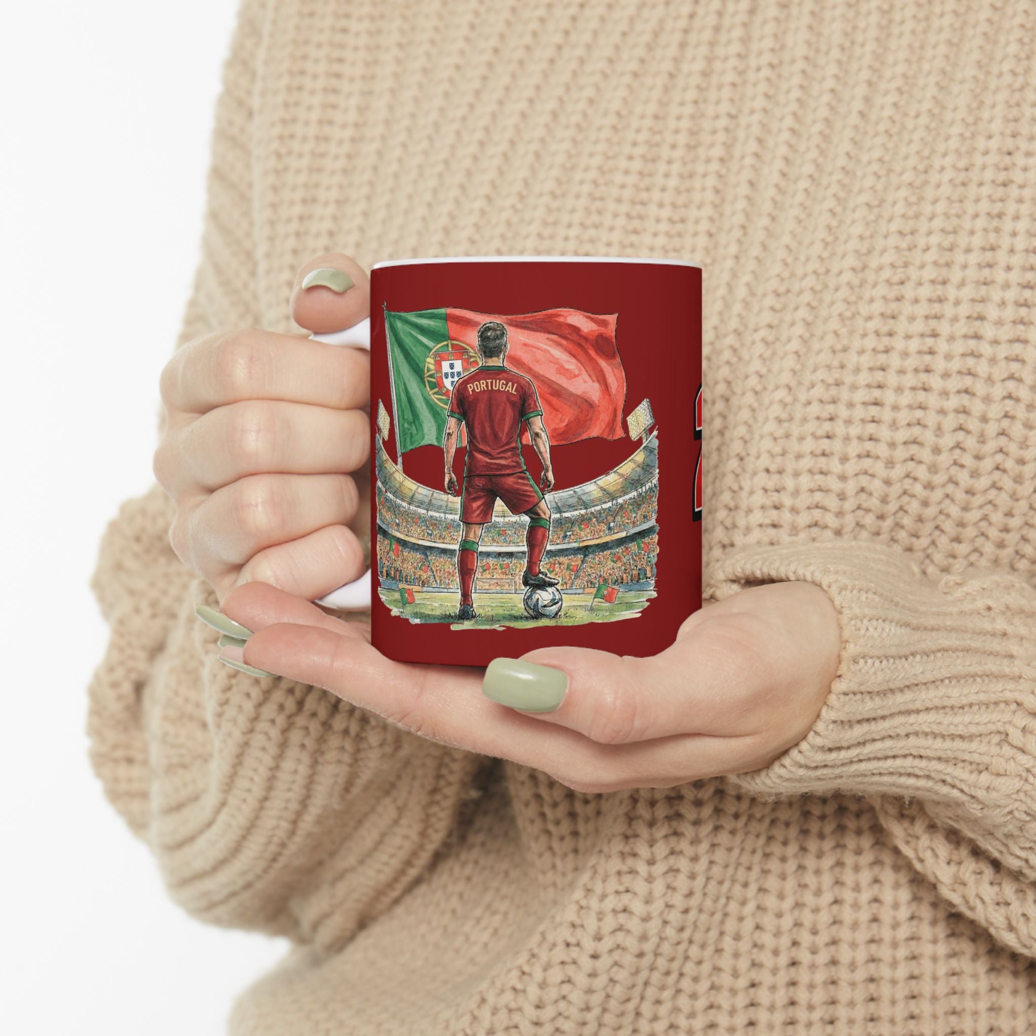 Portugal World Cup 2026 Style Mug, Red Ceramic Mug, Portugal Flag, Soccer Fan Gift