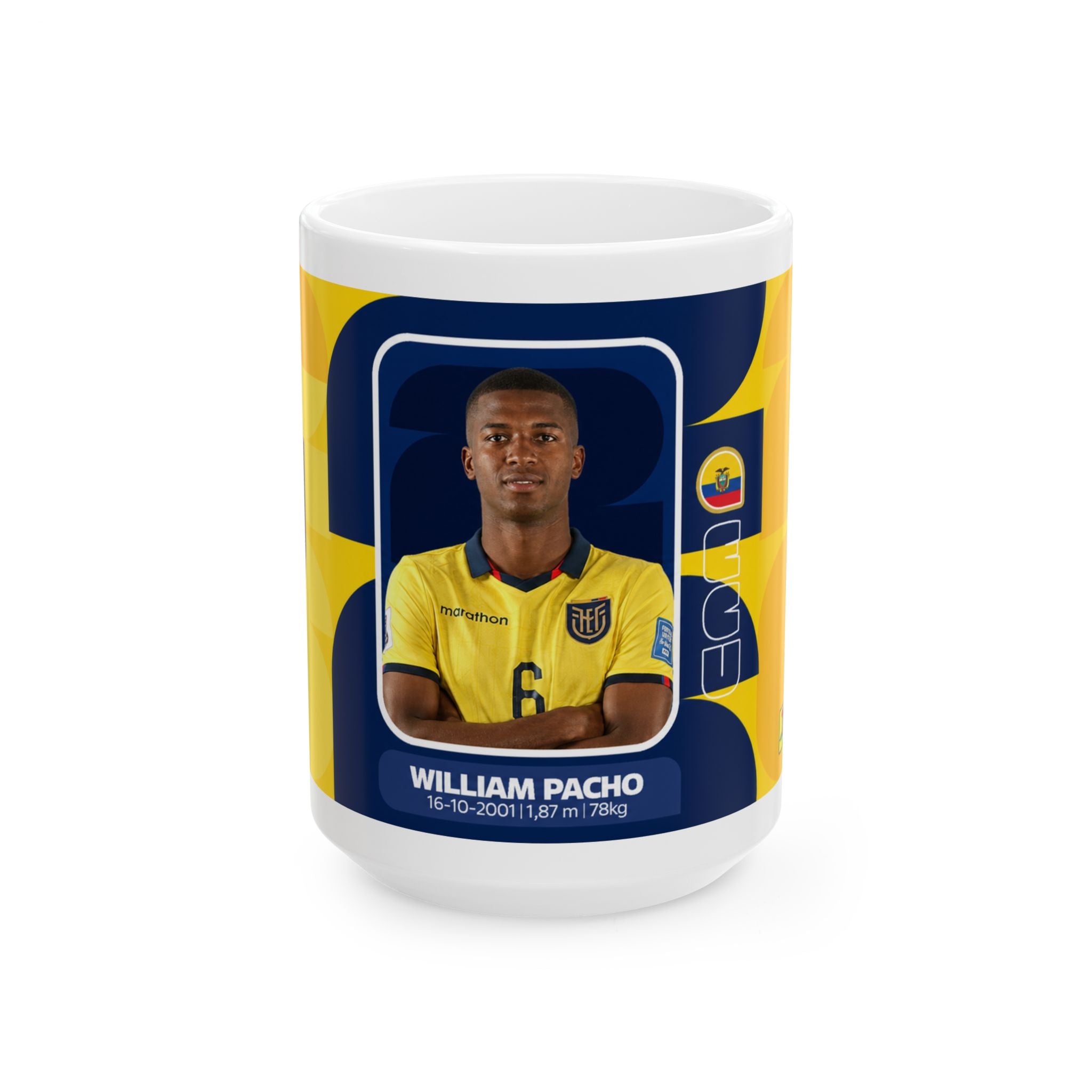 Ecuador William Pacho Soccer Player Mug — World Cup 2026 Mugs