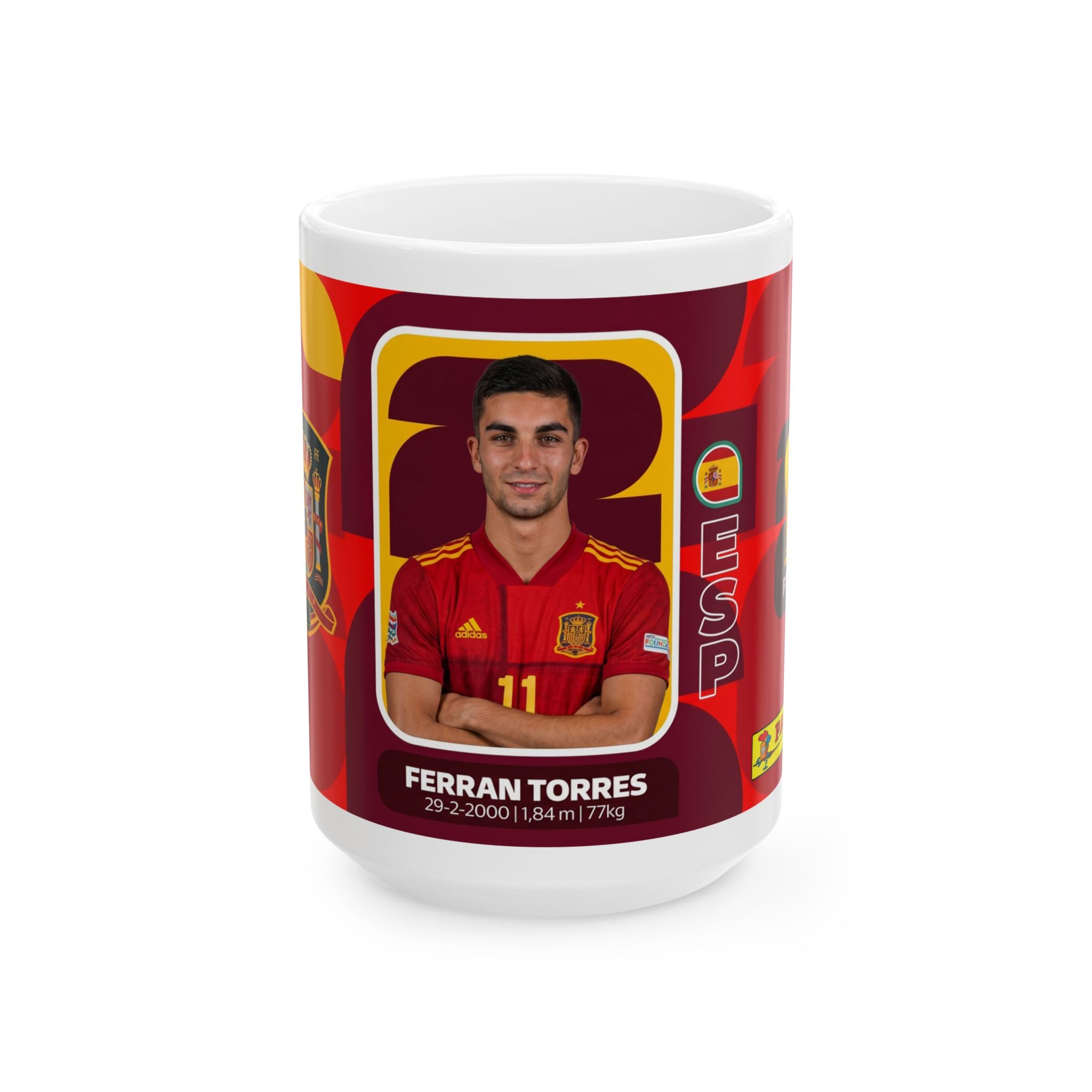 Spain Soccer Player Ferran Torres Mug —  11oz/15oz Ceramic Coffee Cup, World Cup 2026 Mugs
