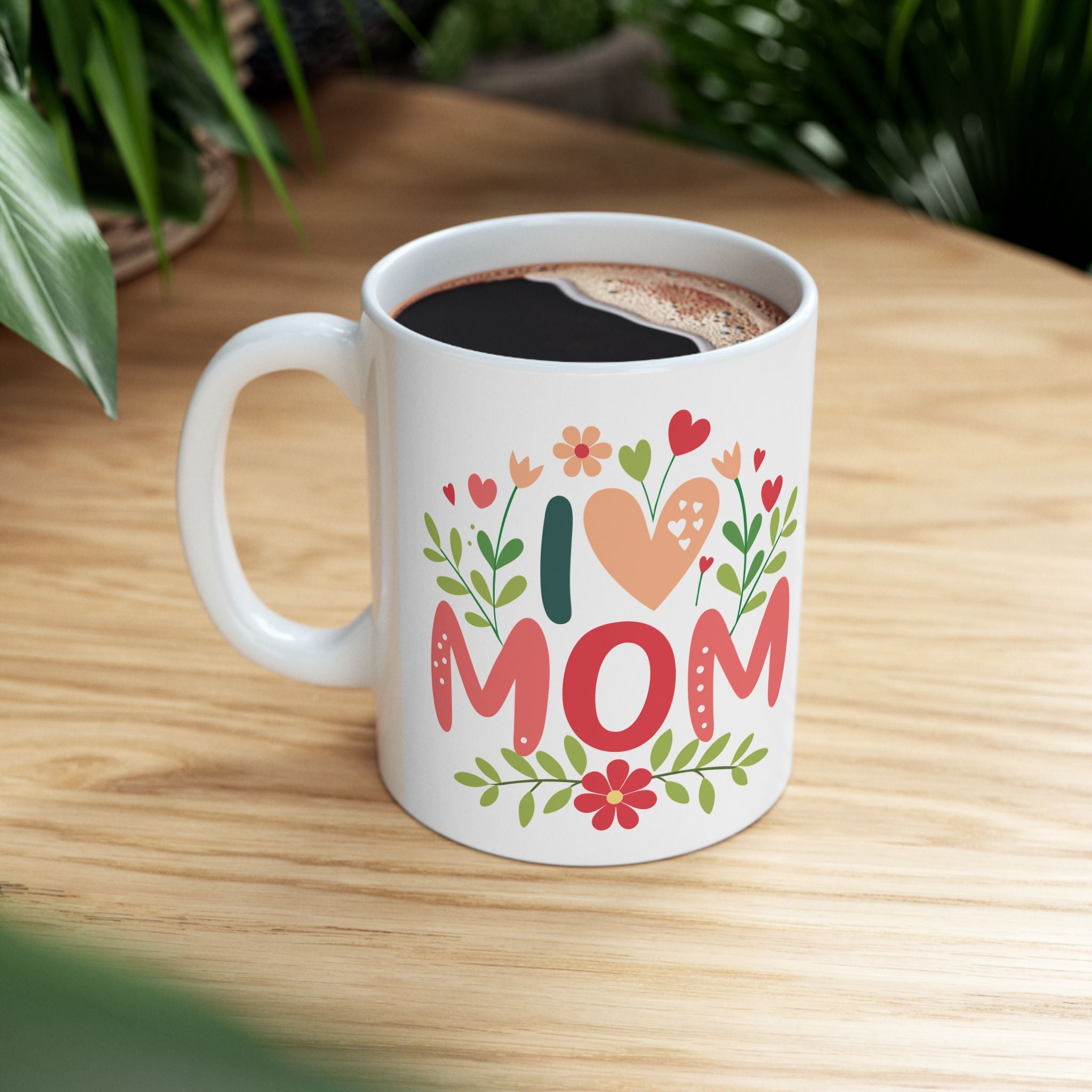 I Heart Mom Mug, Mother's Day Ceramic Coffee Cup, Gift For Mom