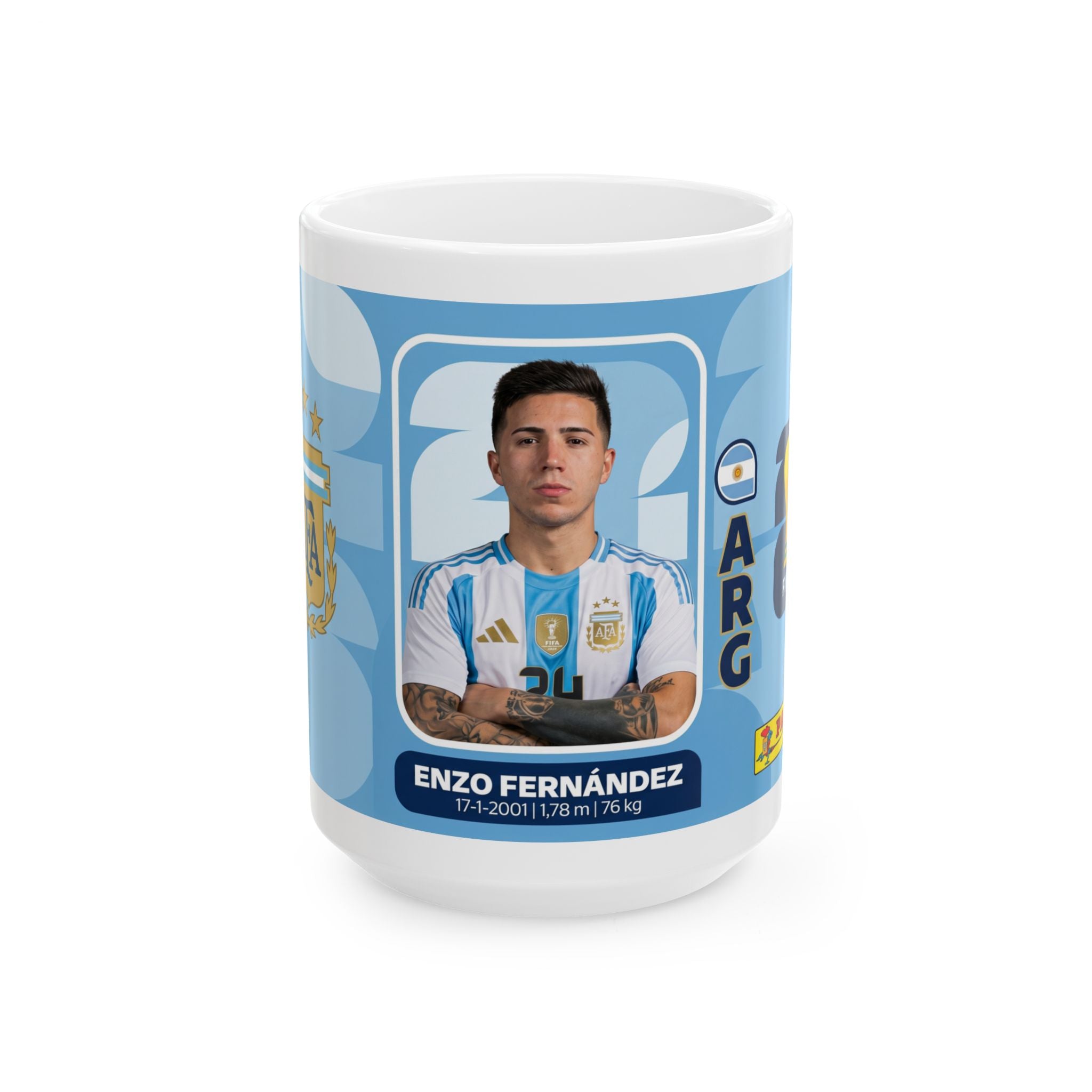 Argentina Soccer Player Enzo Fernández Ceramic Mug —  Fan Gift (11oz/15oz), World Cup 2026 Mugs