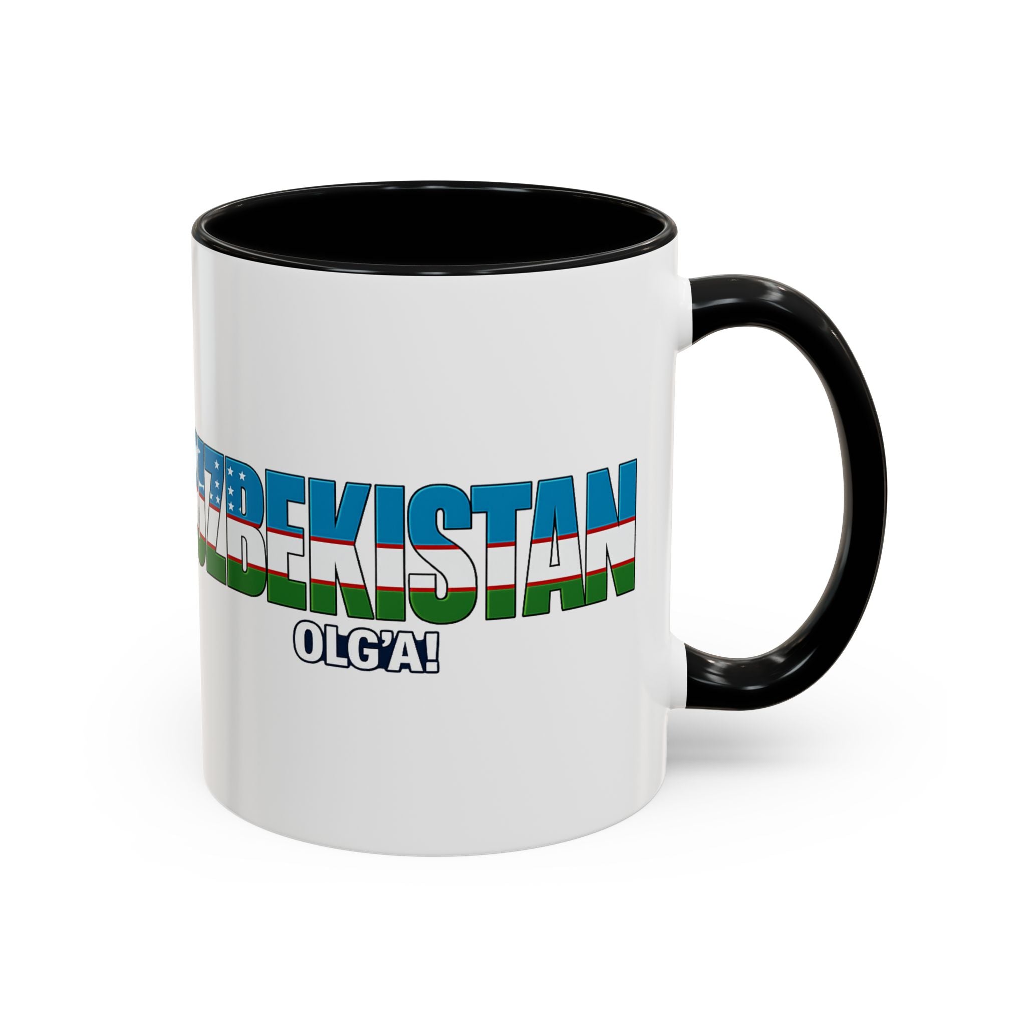 Uzbekistan Flag Typography Coffee Mug | Accent 11oz/15oz, Soccer World Cup 2026, Gift for Dad