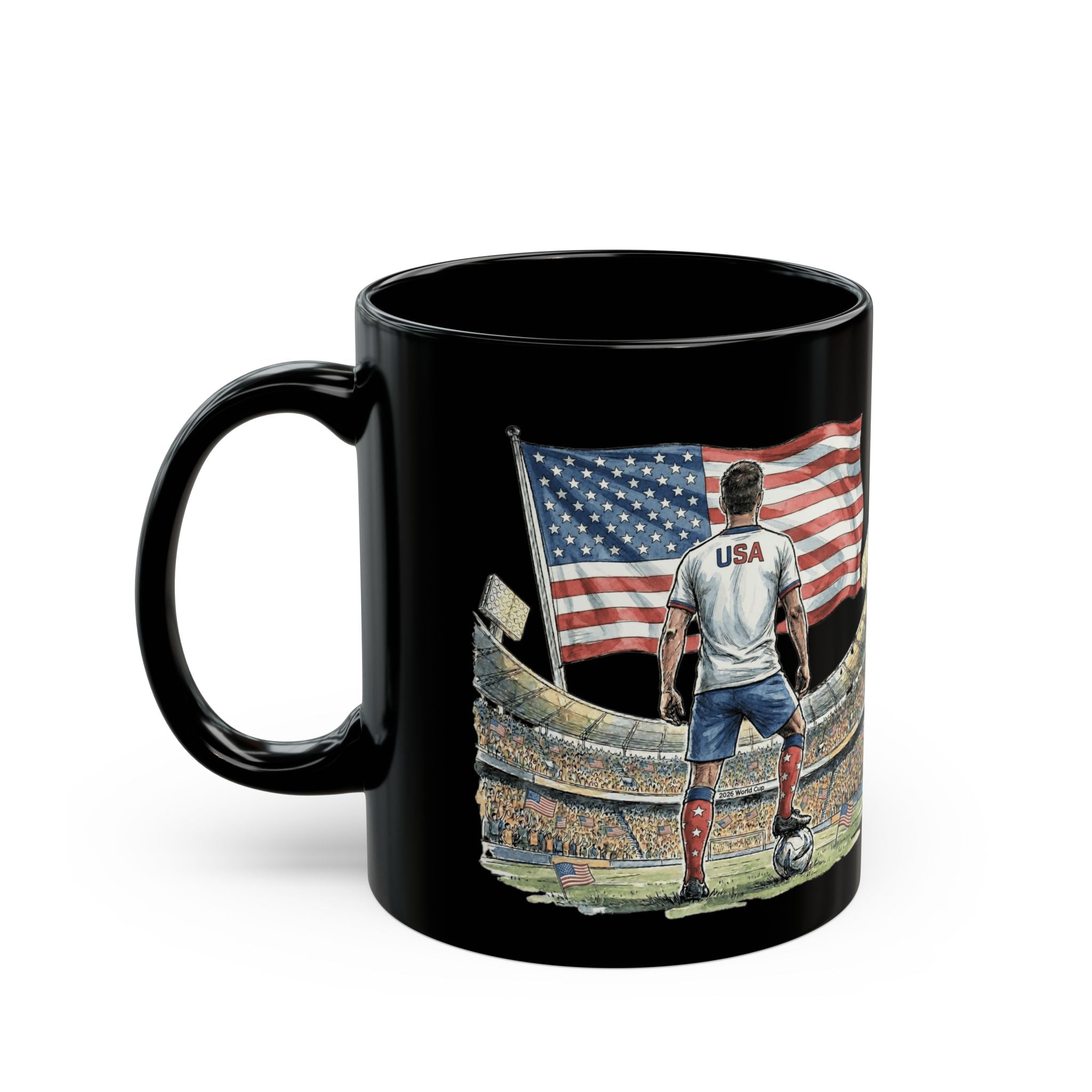 USA World Cup 2026 Mug | Black Ceramic Coffee Cup, USA Flag