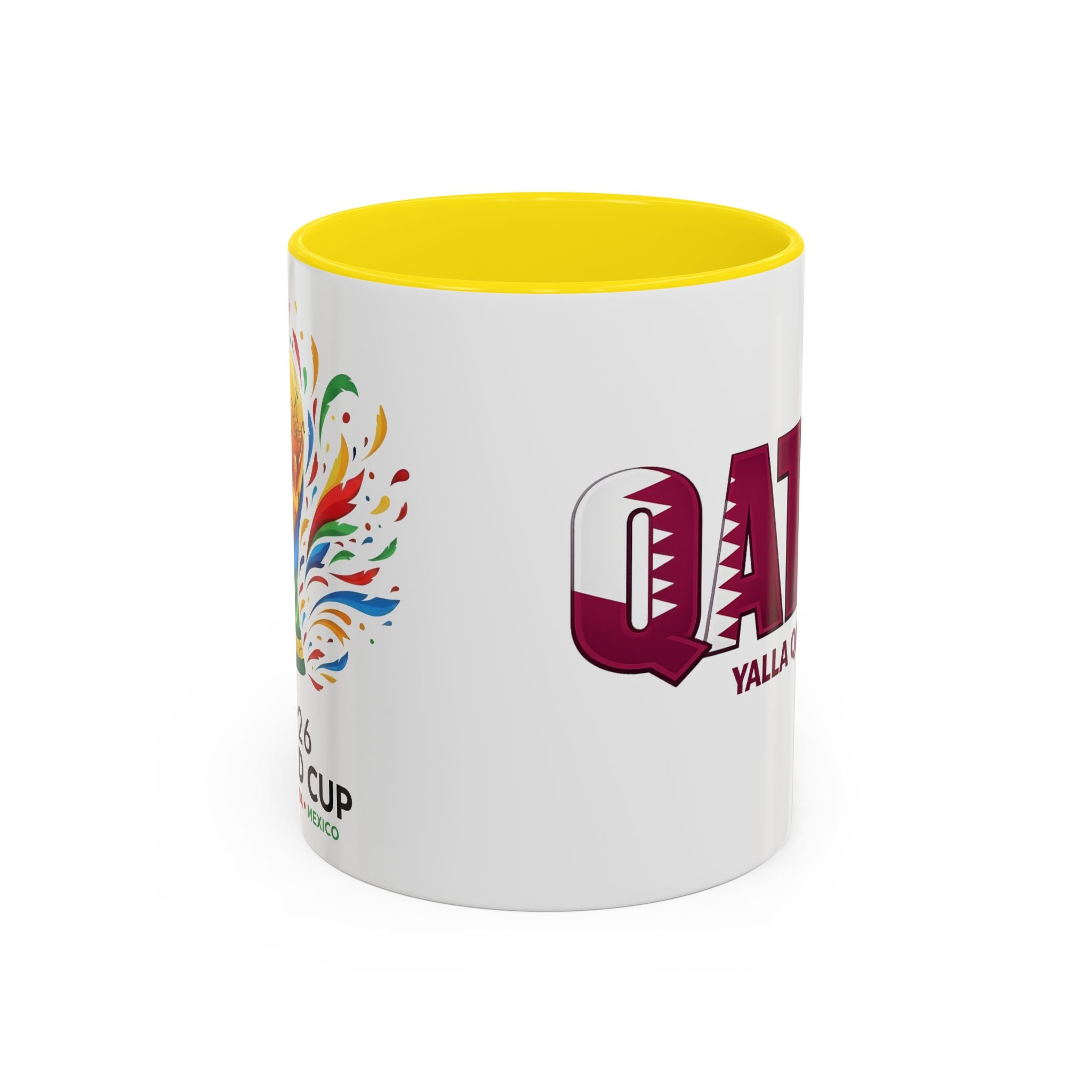 QATAR Yalla Qatar! Accent Coffee Mug | 11oz 15oz, Soccer World Cup 2026, Gifts for Dad