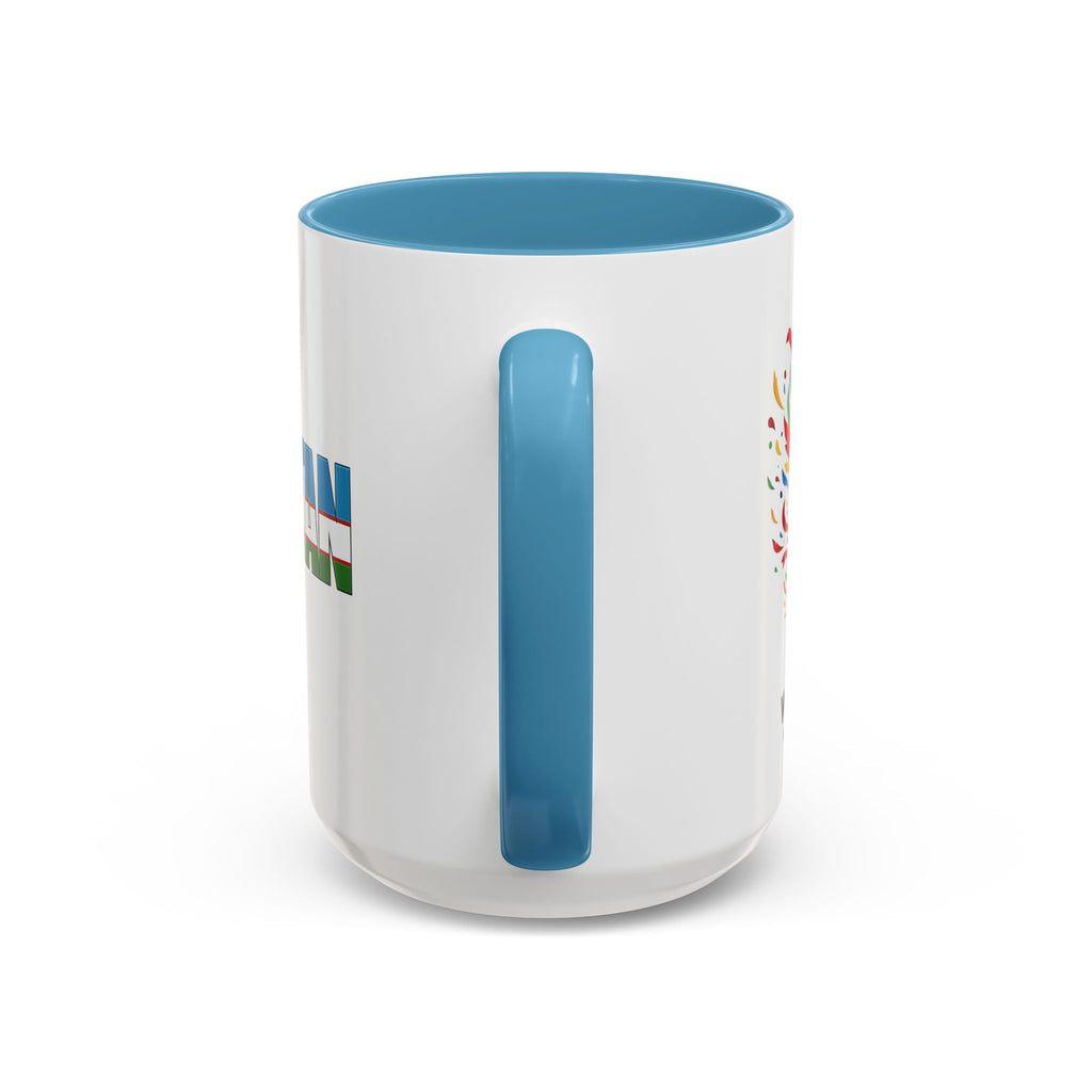 Uzbekistan Flag Typography Coffee Mug | Accent 11oz/15oz, Soccer World Cup 2026, Gift for Dad