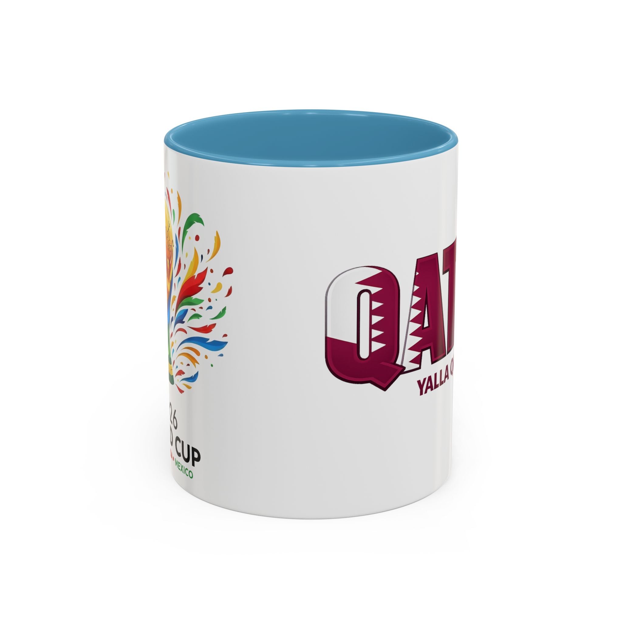 QATAR Yalla Qatar! Accent Coffee Mug | 11oz 15oz, Soccer World Cup 2026, Gifts for Dad
