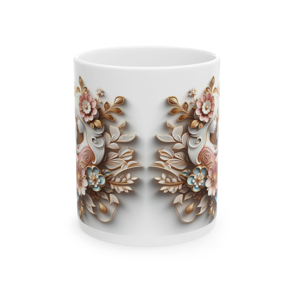 Vintage Floral Design Mug | Ceramic Coffee Cup, Mother's Day Sale