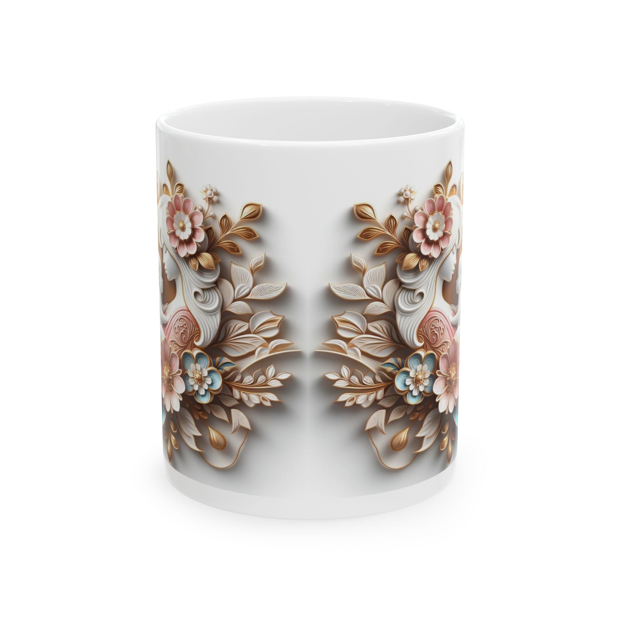 Vintage Floral Design Mug | Ceramic Coffee Cup, Mother's Day Sale