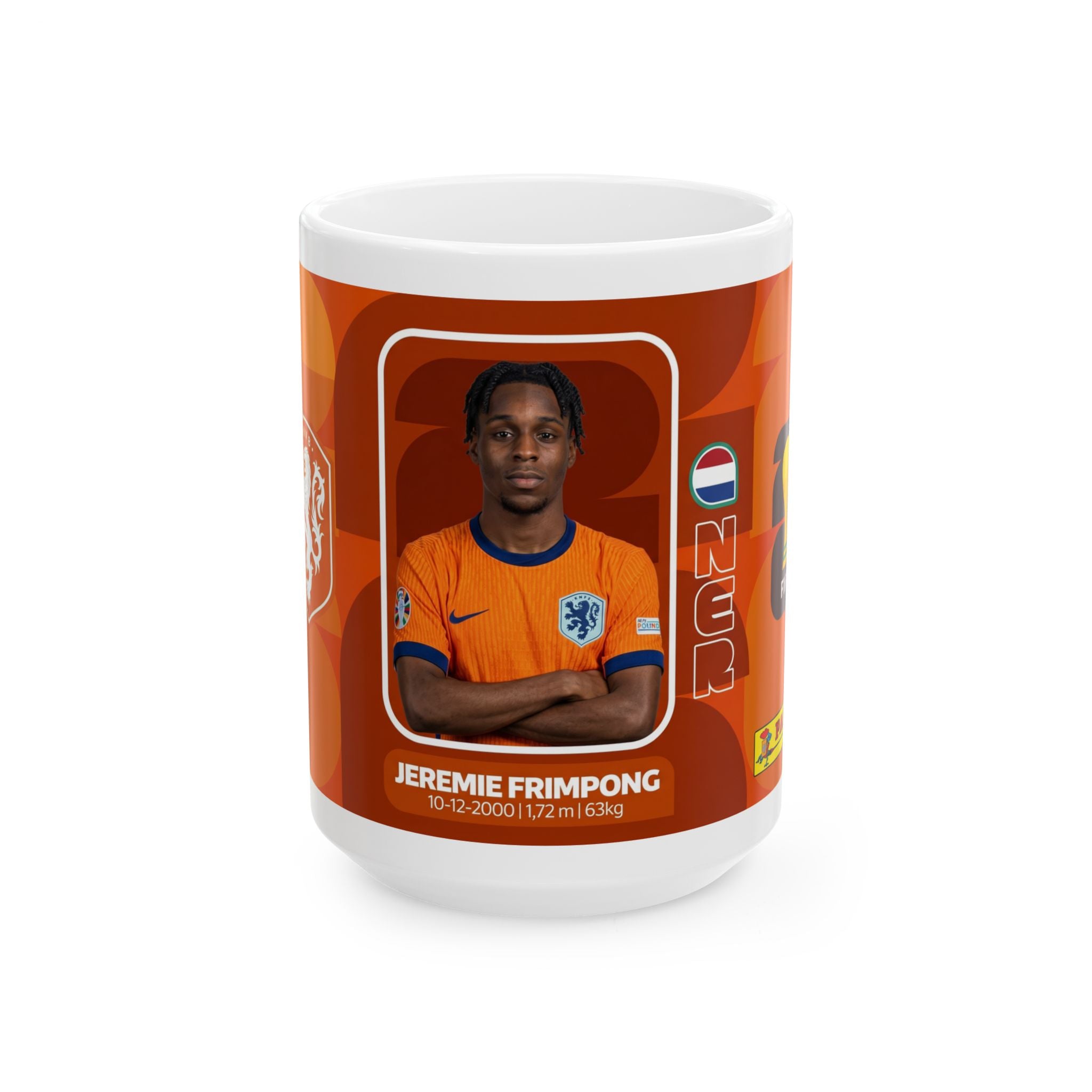 Netherlands Soccer Player Jeremie Frimpong Mug — Ceramic Coffee Cup (11oz/15oz), World Cup 2026 Mugs