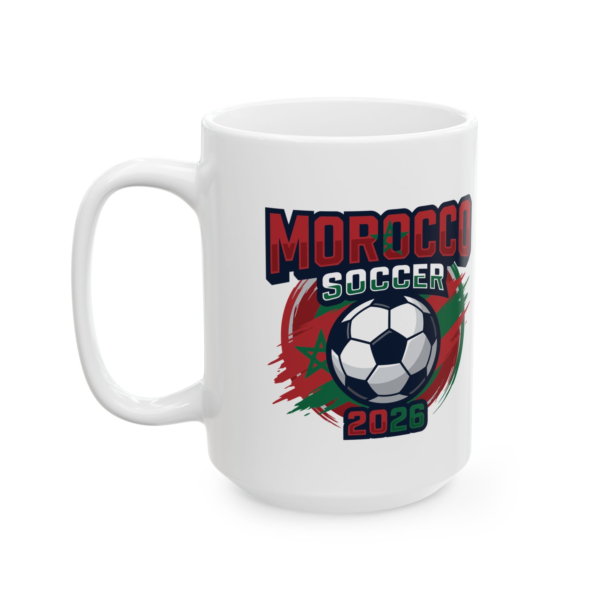 Morocco Soccer Crest Mug | Soccer Ball, World Cup 2026 Coffee Mugs, Morocco Fan ,Gift For Dad