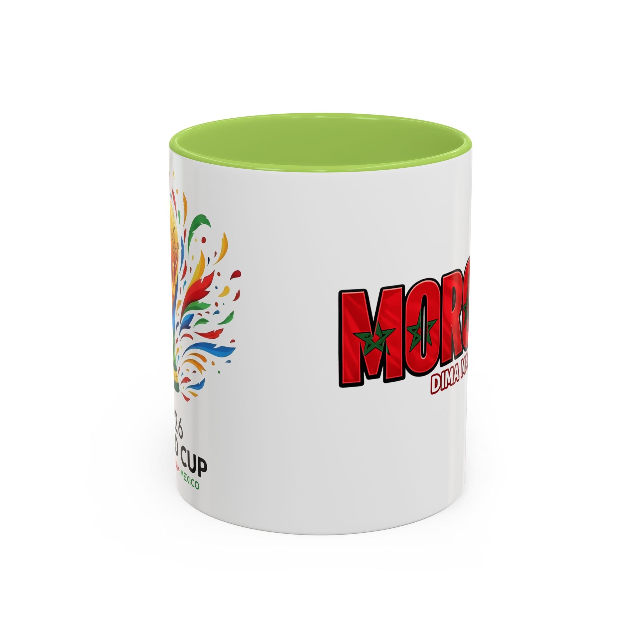 Morocco Flag Text Coffee Mug | Accent Coffee Mug (11, 15oz), World Cup 2026, Gifts for Dad