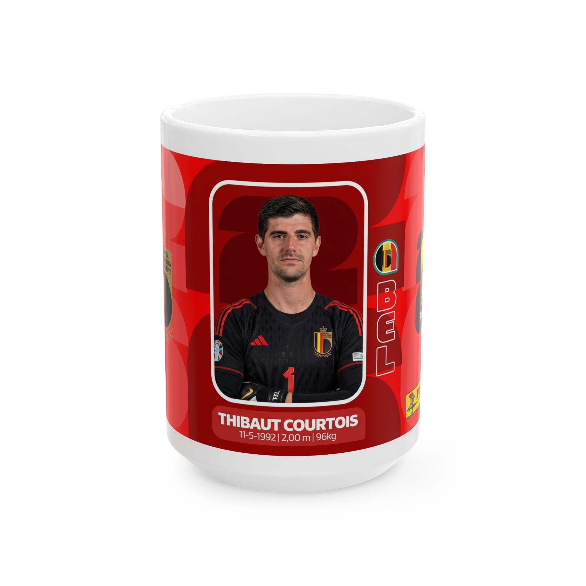 Belgium Soccer Player Thibaut Courtois Mug — Ceramic Coffee Cup (11oz/15oz), World Cup 2026 Mugs