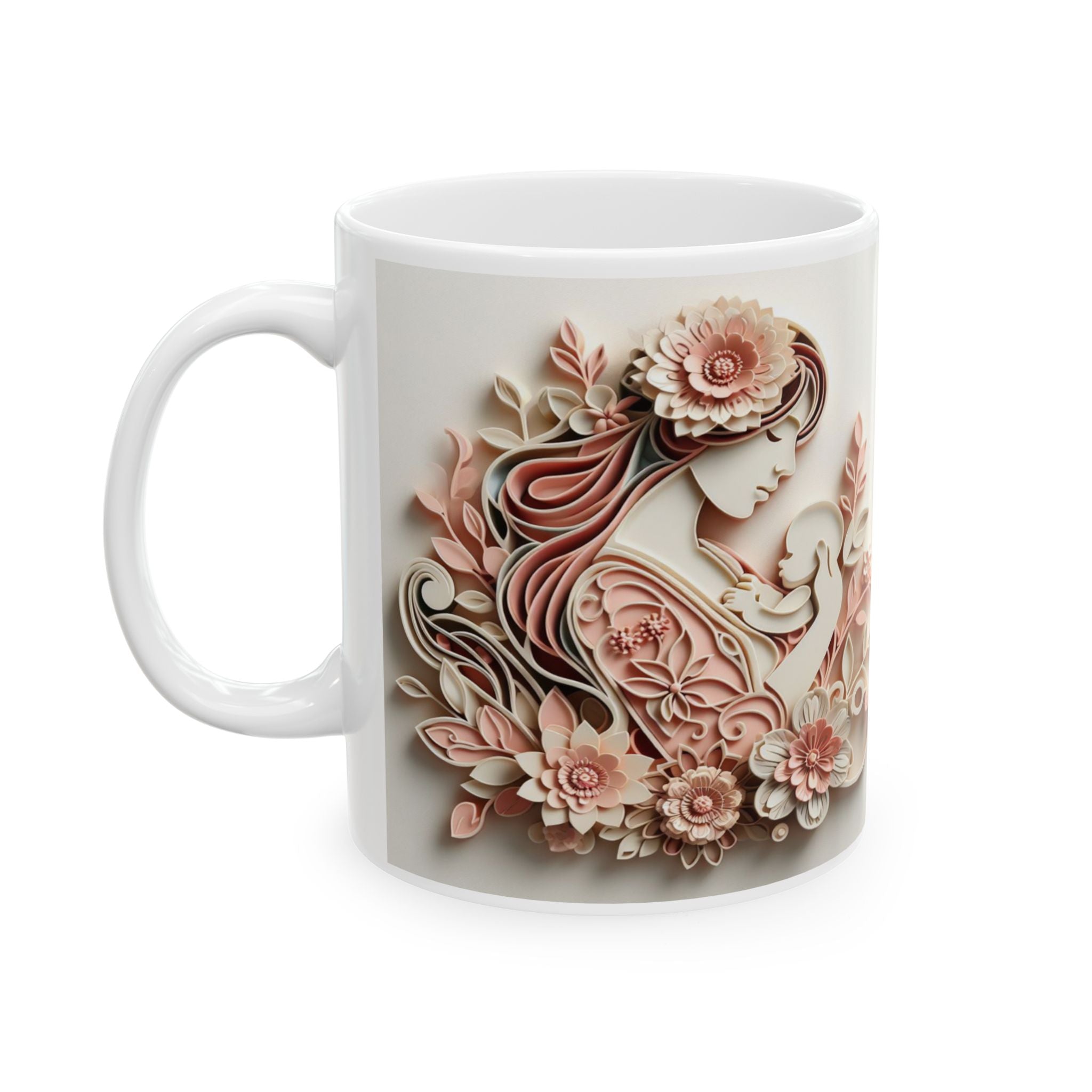 Floral 3D Mom Coffee Cup, Ceramic Mug, Mother's Day Sale