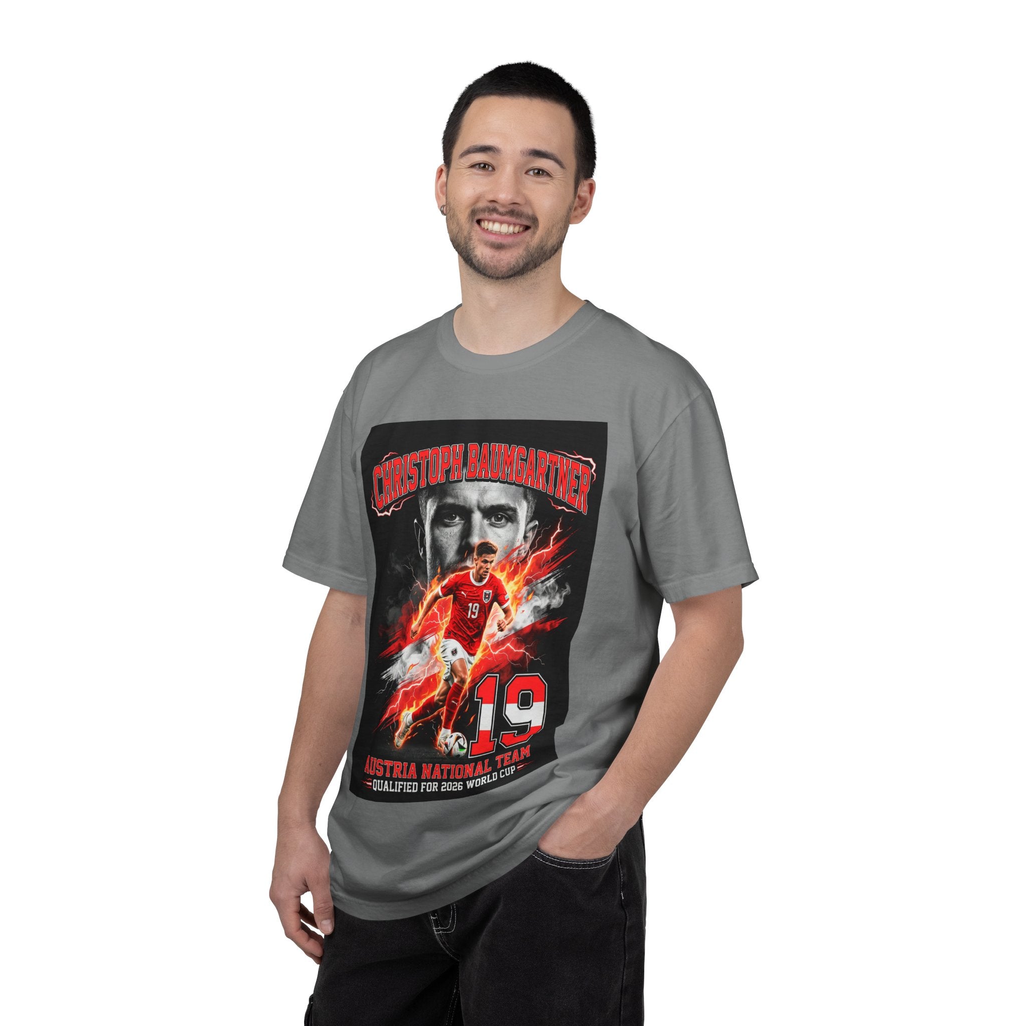 Austrian Soccer Player 19 T-Shirt | 2026 World Cup Back Trophy Design, Austria Flag, Gift for him, Collectible