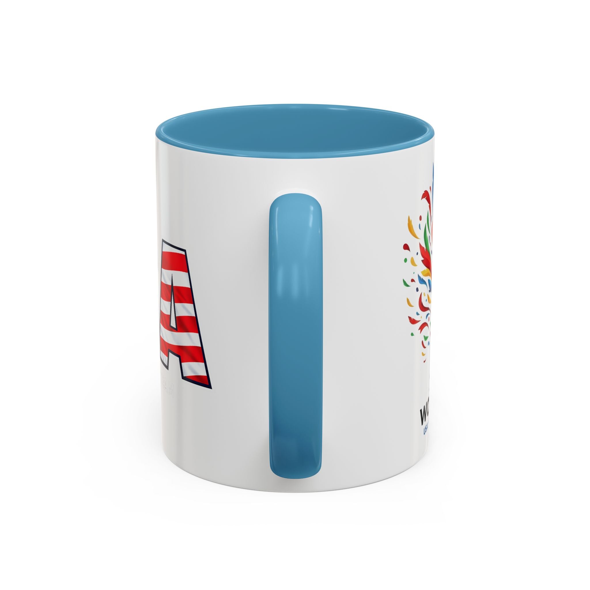 USA Flag Text Accent Coffee Mug | Patriotic American Stars Stripes Mug, Soccer World Cup 2026, Gifts for Dad