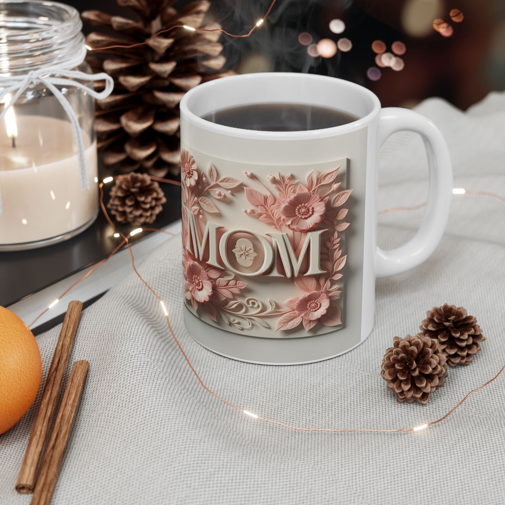 Floral 3D Mom Coffee Cup, Ceramic Mug, Mother's Day Sale