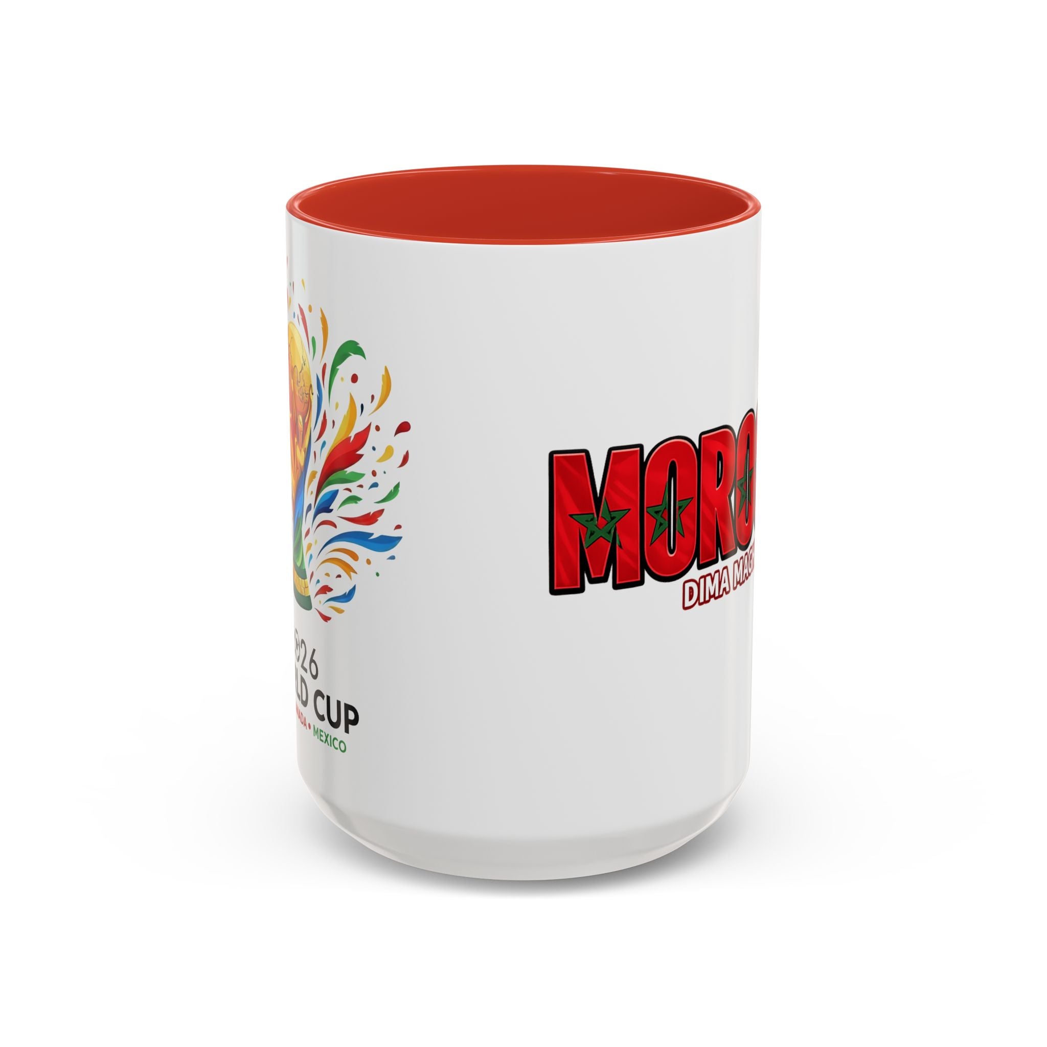 Morocco Flag Text Coffee Mug | Accent Coffee Mug (11, 15oz), World Cup 2026, Gifts for Dad