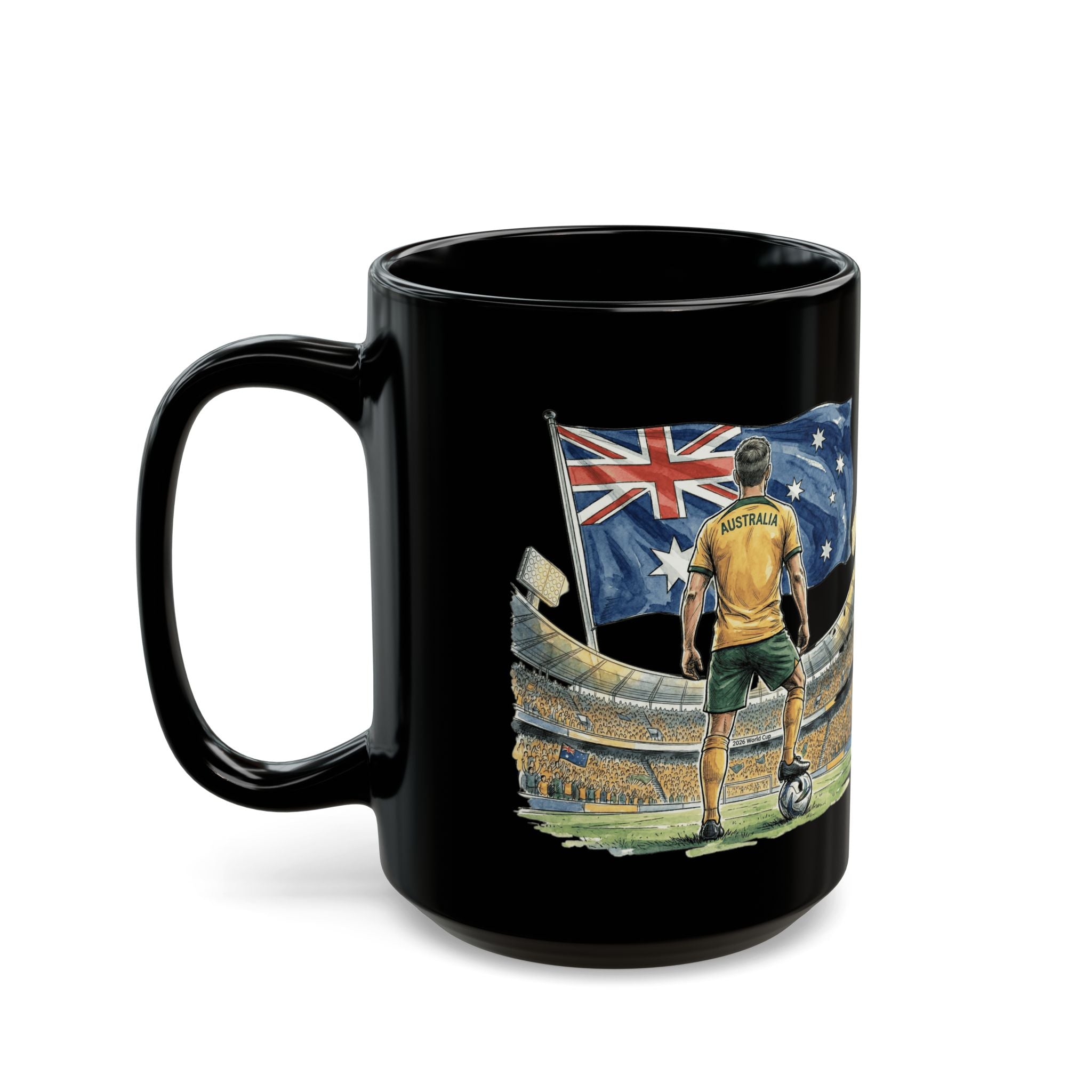 Australia World Cup 2026 Mug | Black Ceramic Coffee Cup, Gift For Dad, Australia Flag