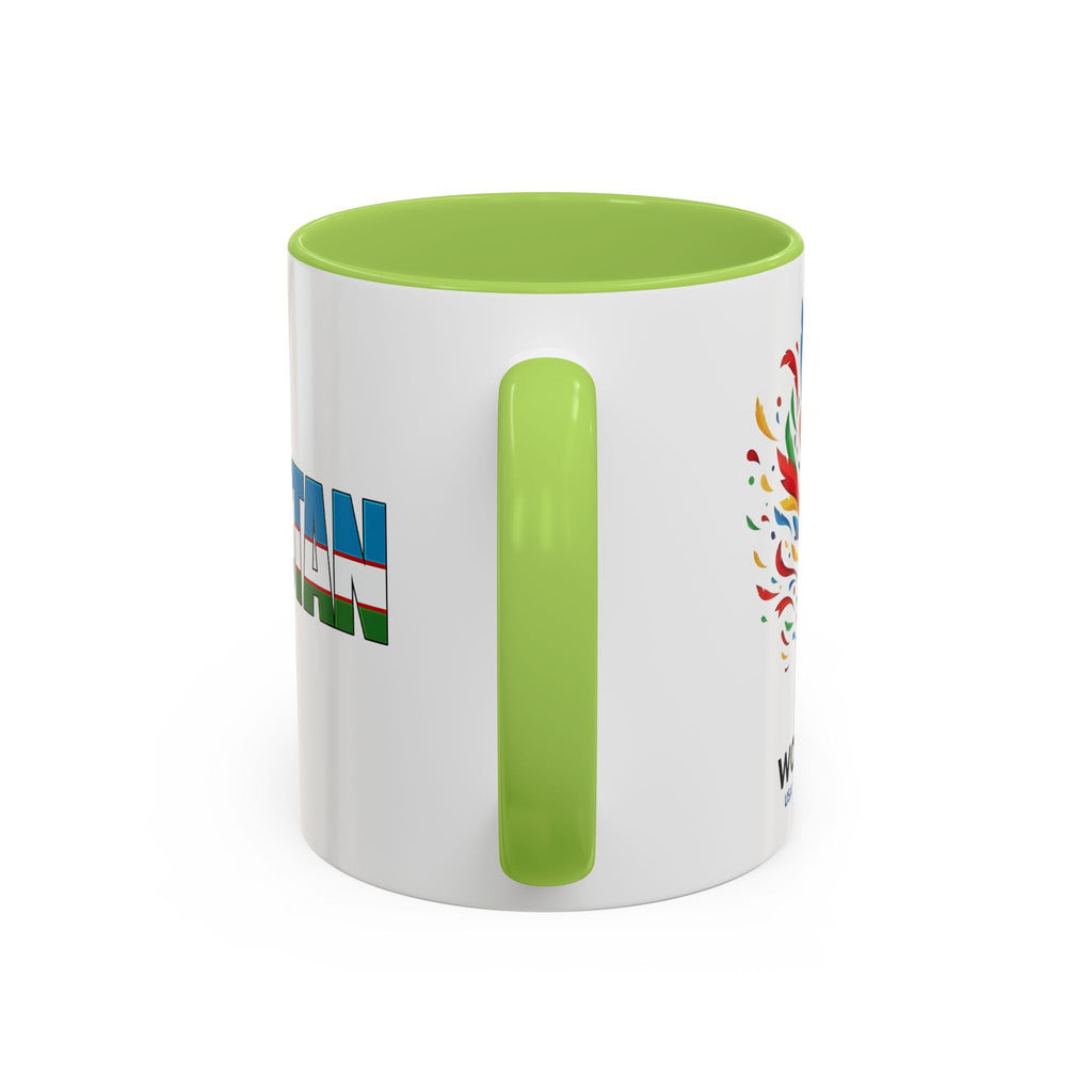 Uzbekistan Flag Typography Coffee Mug | Accent 11oz/15oz, Soccer World Cup 2026, Gift for Dad
