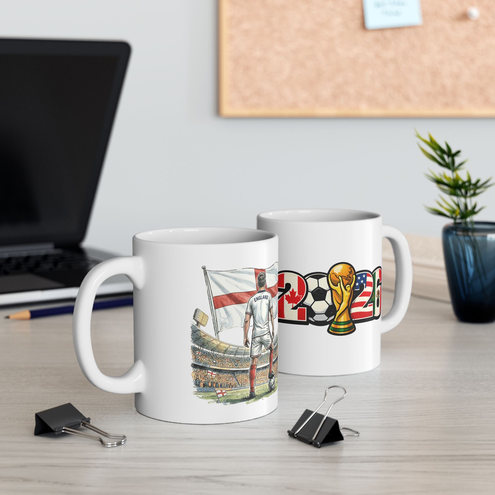 England Soccer World Cup 2026 Mug, Ceramic Cup, England Flag, Sports Gift
