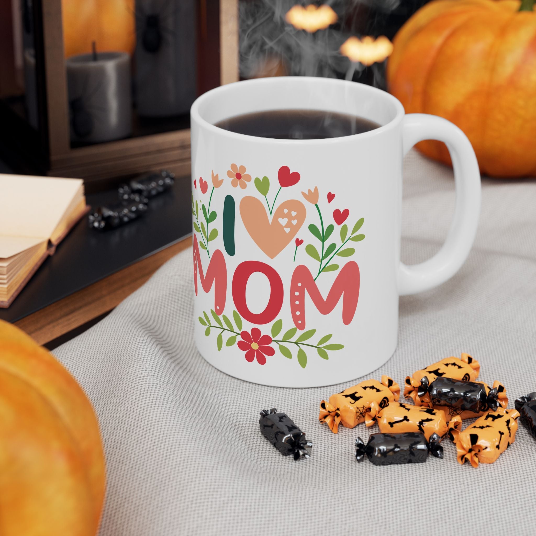I Heart Mom Mug, Mother's Day Ceramic Coffee Cup, Gift For Mom