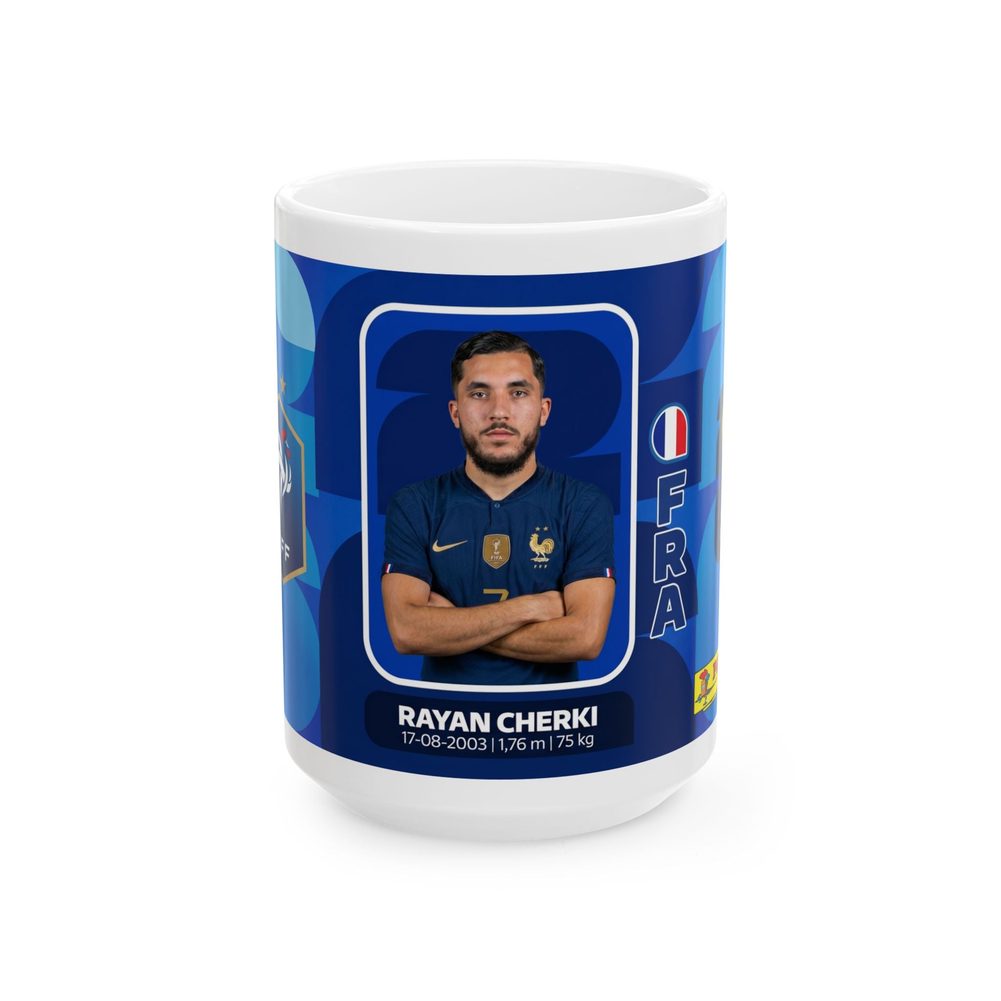 France Rayan Cherki Soccer Player Ceramic Mug — Coffee Cup 11oz/15oz, World Cup 2026 Mugs