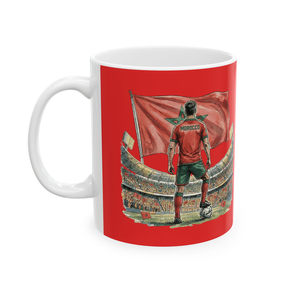 Morocco World Cup 2026 Mug, Red Ceramic Coffee Cup, Morocco Flag, Gift For Soccer Fan