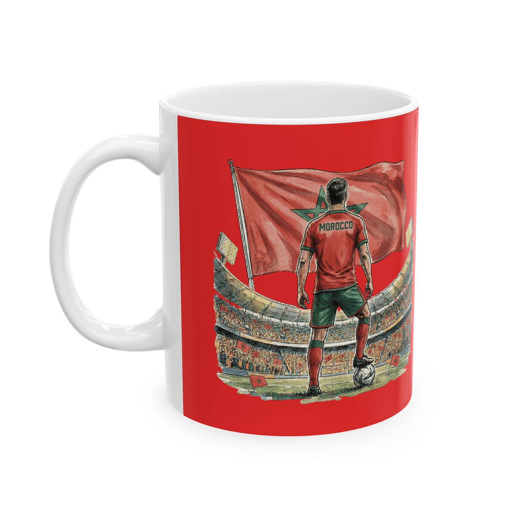 Morocco World Cup 2026 Mug, Red Ceramic Coffee Cup, Morocco Flag, Gift For Soccer Fan