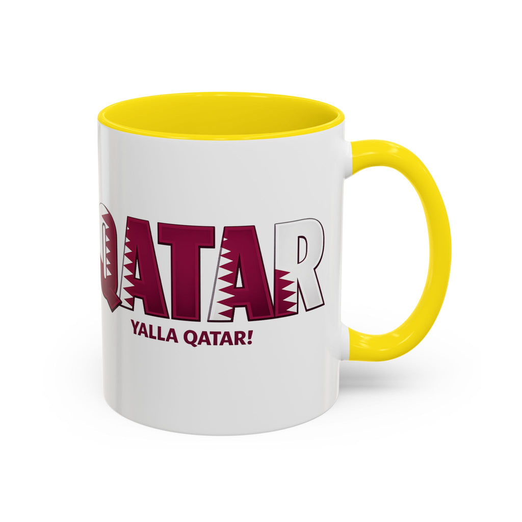 QATAR Yalla Qatar! Accent Coffee Mug | 11oz 15oz, Soccer World Cup 2026, Gifts for Dad